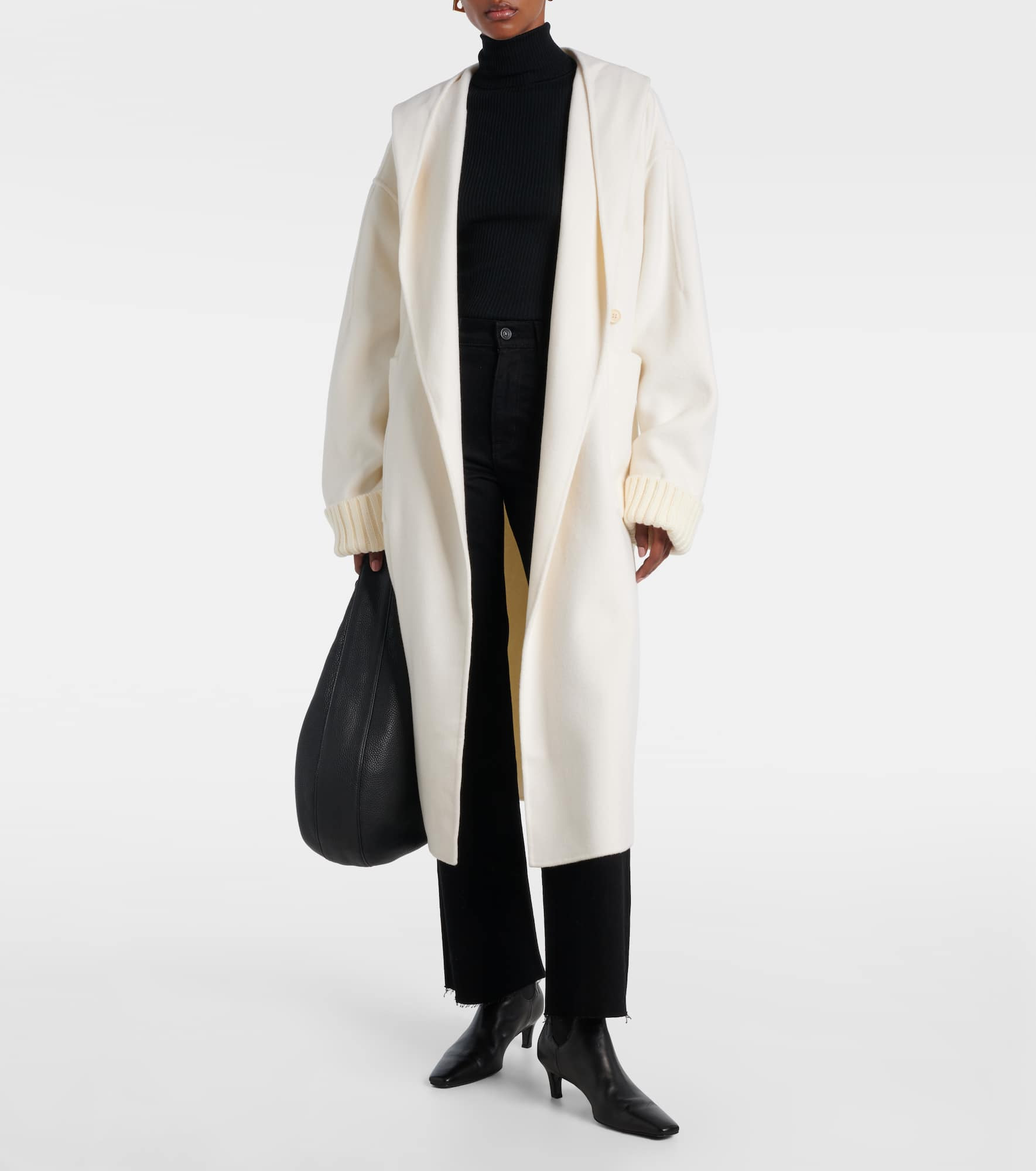 Hooded wool and cashmere coat - 2