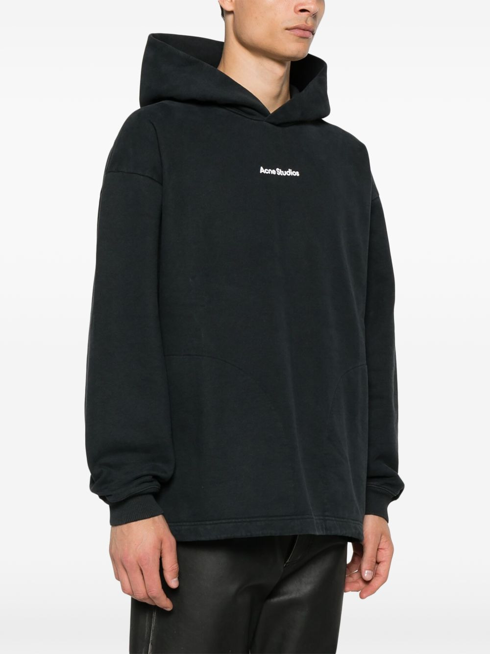 logo-print cotton hoodie - 4