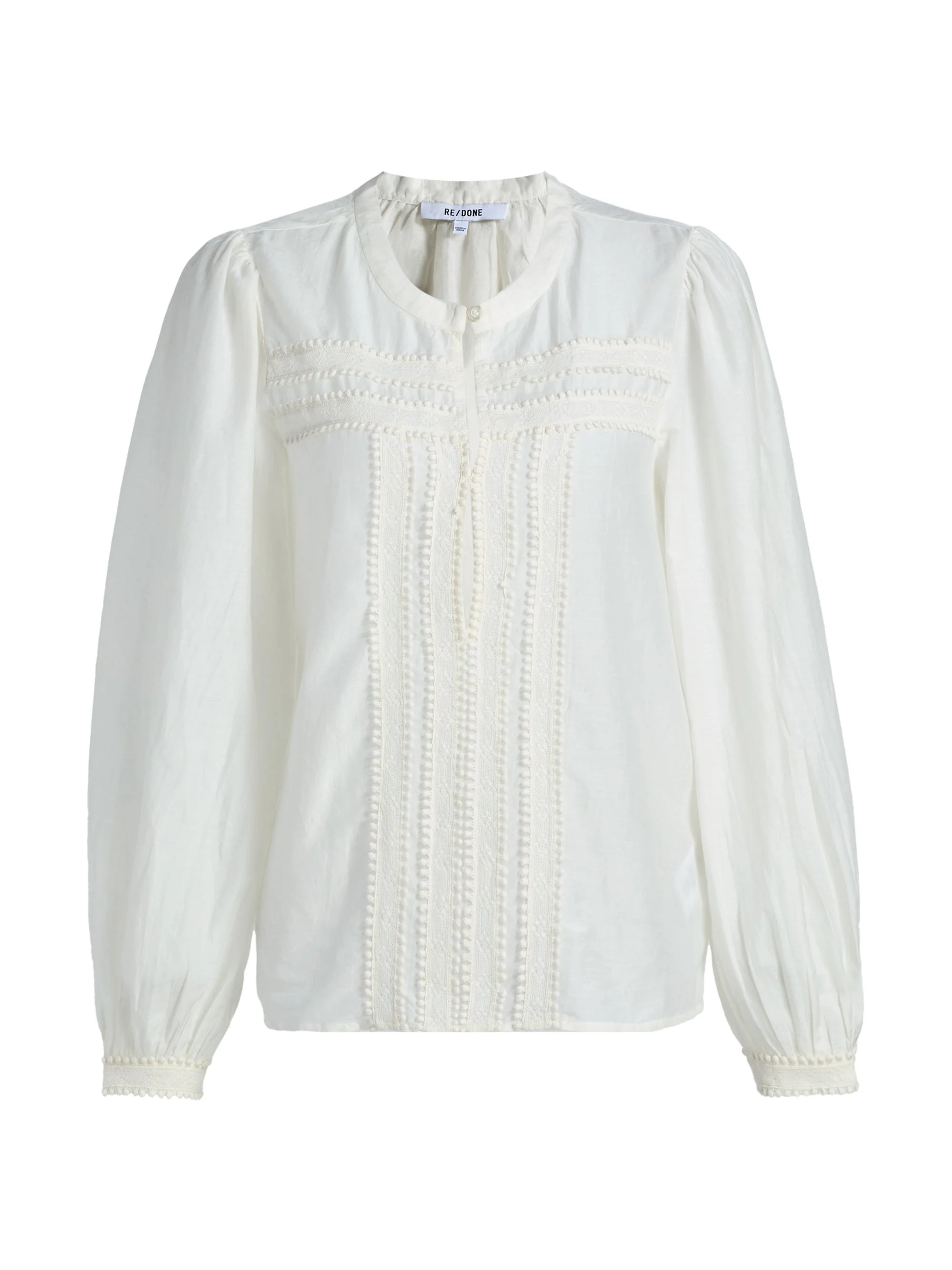 Women's Tate Lace-Trim Cotton-Silk Voile Blouse - Ivory - 1