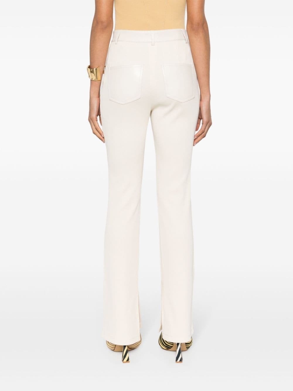 fine-ribbed bootcut trousers - 4