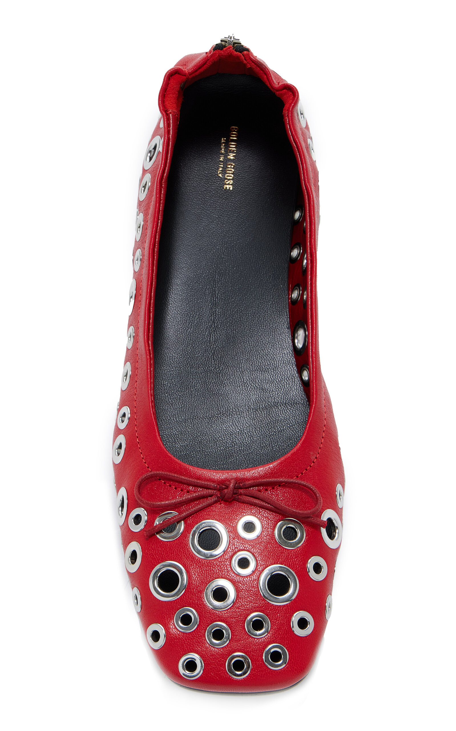 Amy Eyelet-Embellished Nappa Ballerina Flats red - 3