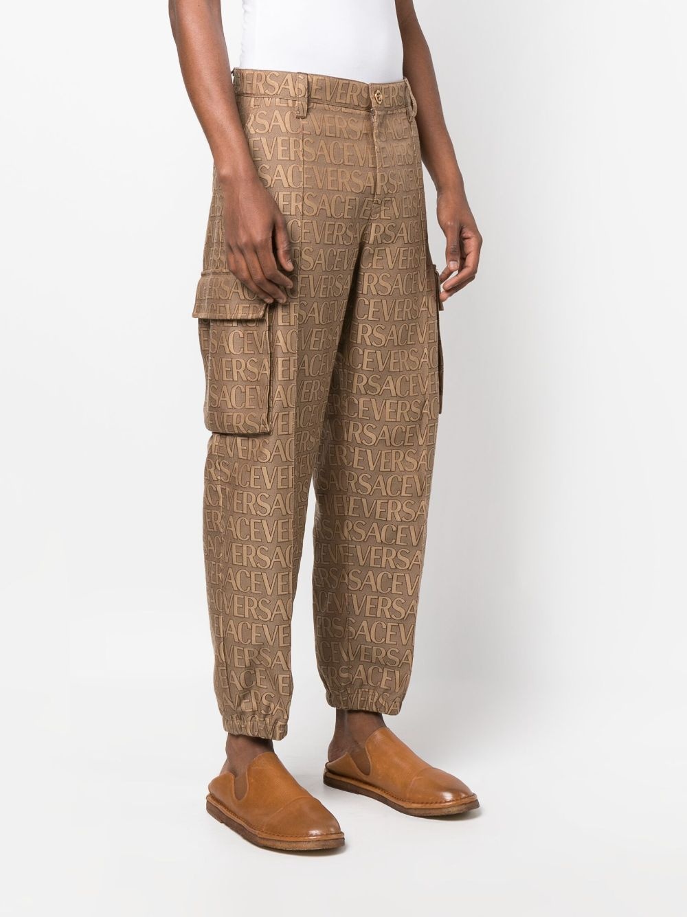 Allover logo-print cargo trousers - 3