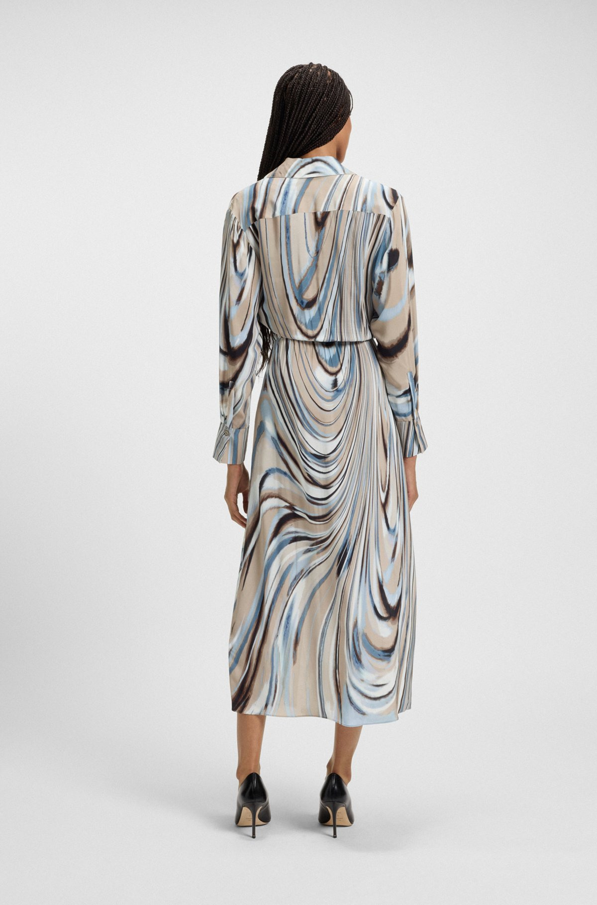 WRAP-FRONT DRESS WITH SWIRL PRINT - 4