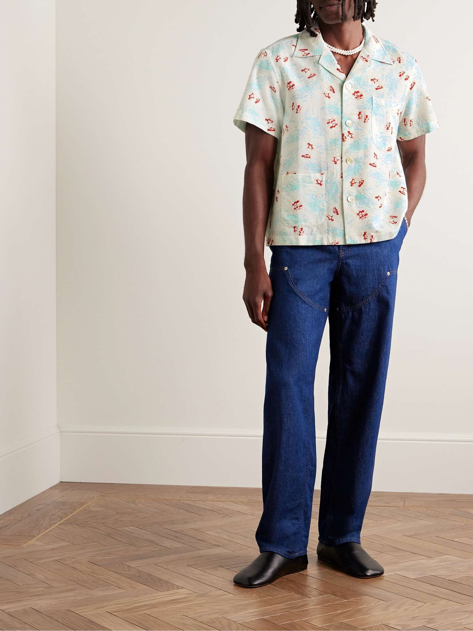 Camp-Collar Printed Cotton-Piqué Shirt - 2