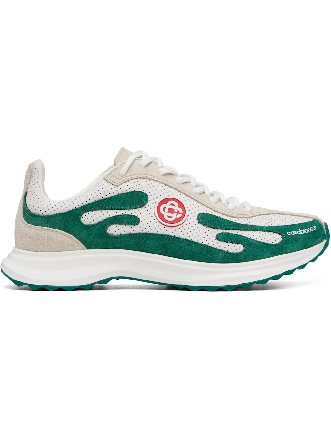 White & Green Stade Sneakers - 1