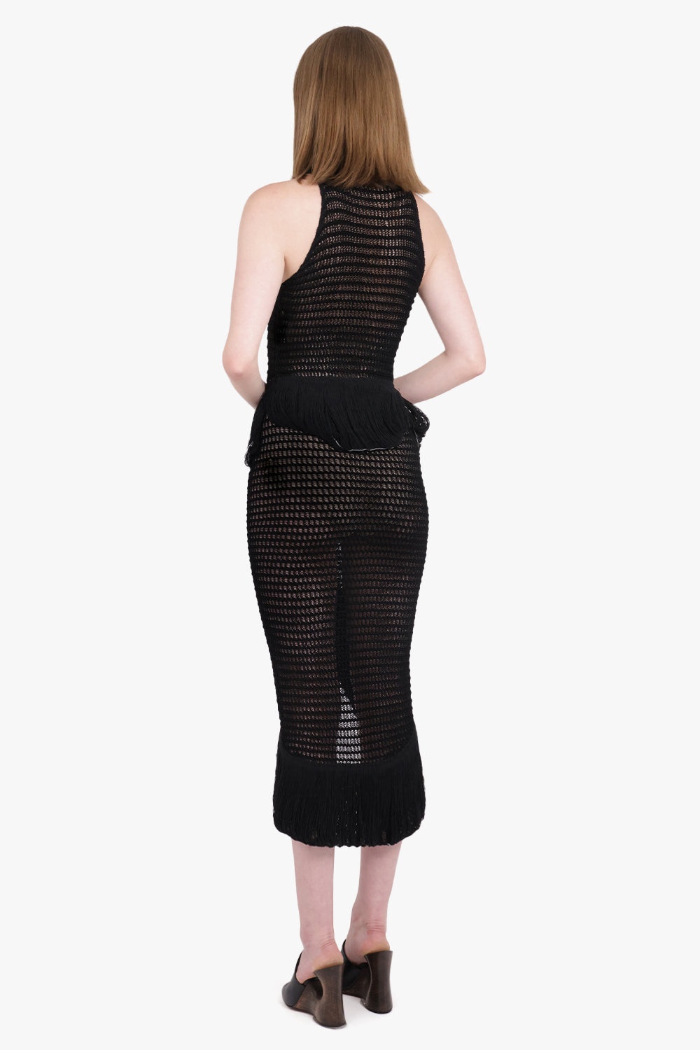 CROCHET KNIT FRINGE TOP | BLACK - 4