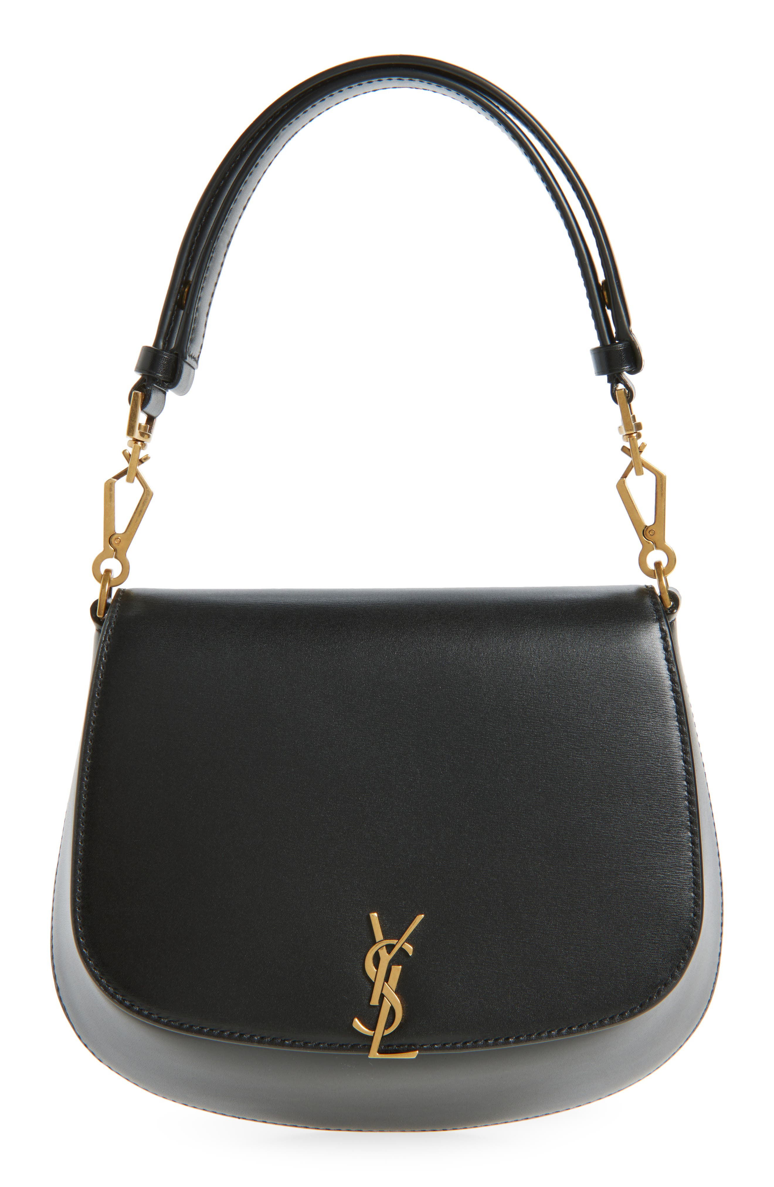Saint Laurent Mini Voltaire Box Leather Top Handle Bag in Noir at Nordstrom - 1