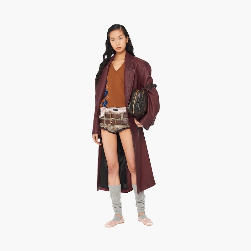 Oversized double-breasted nappa leather coat - 5