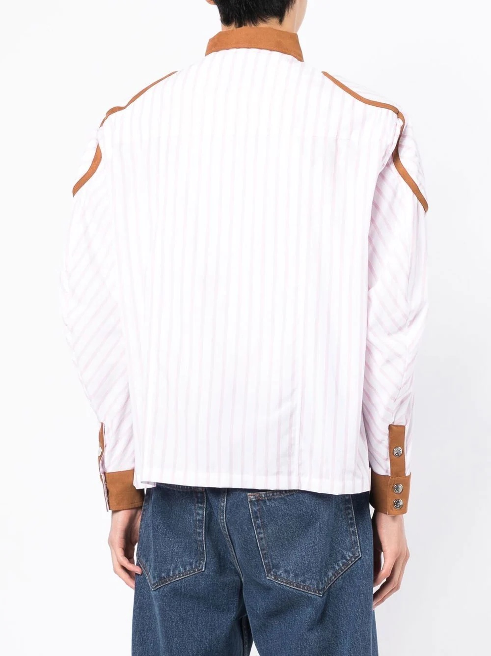 patch-detail striped shirts - 4