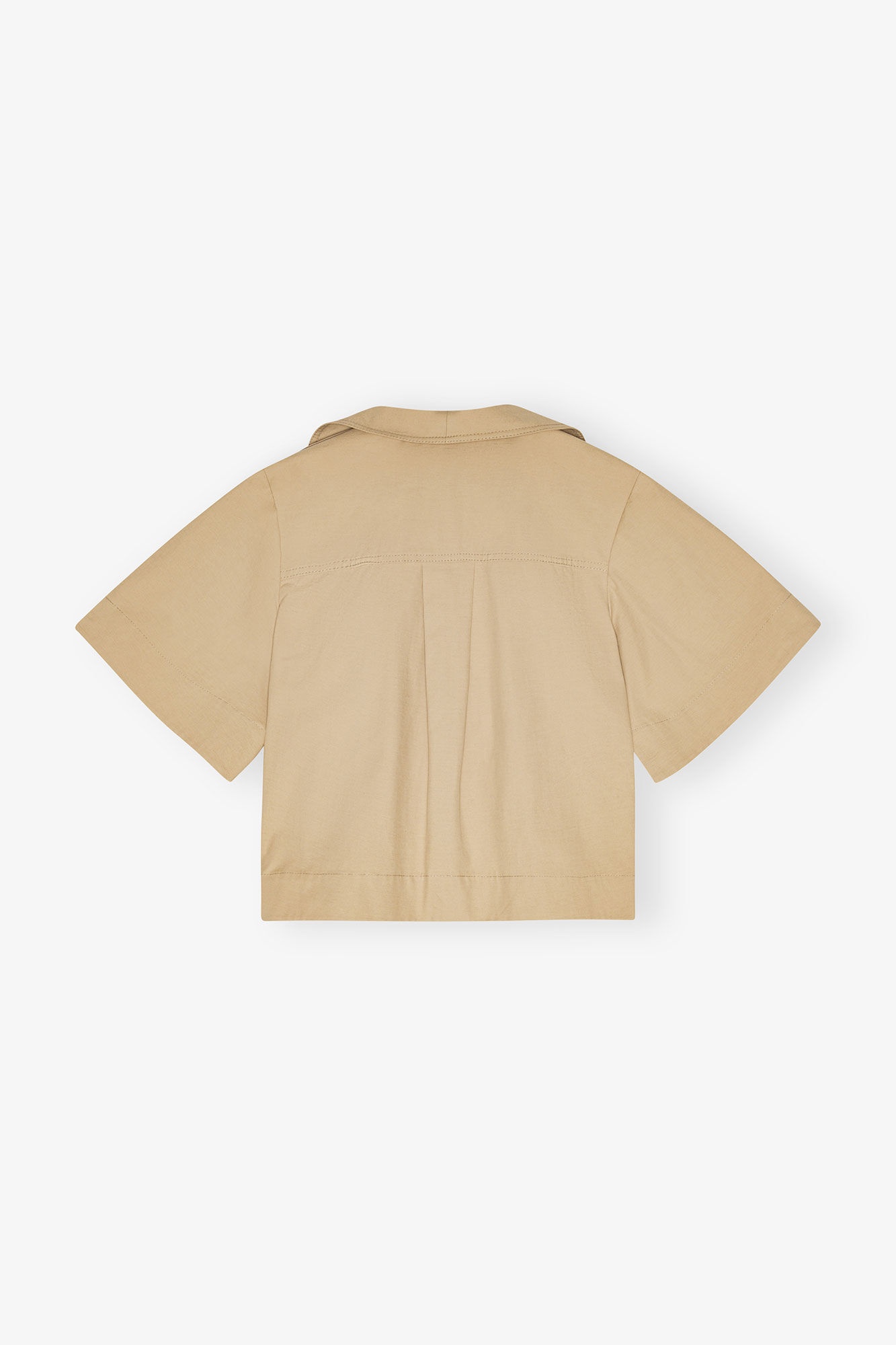 BEIGE STRETCH COTTON BLOUSE - 4