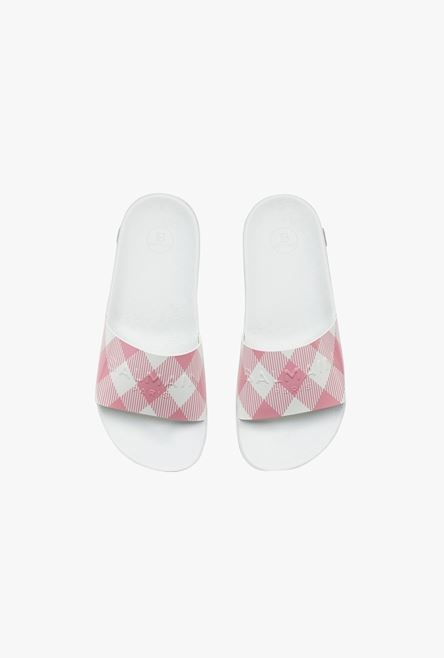 Leather Calypso sandals with a pink and white gingham print - 4