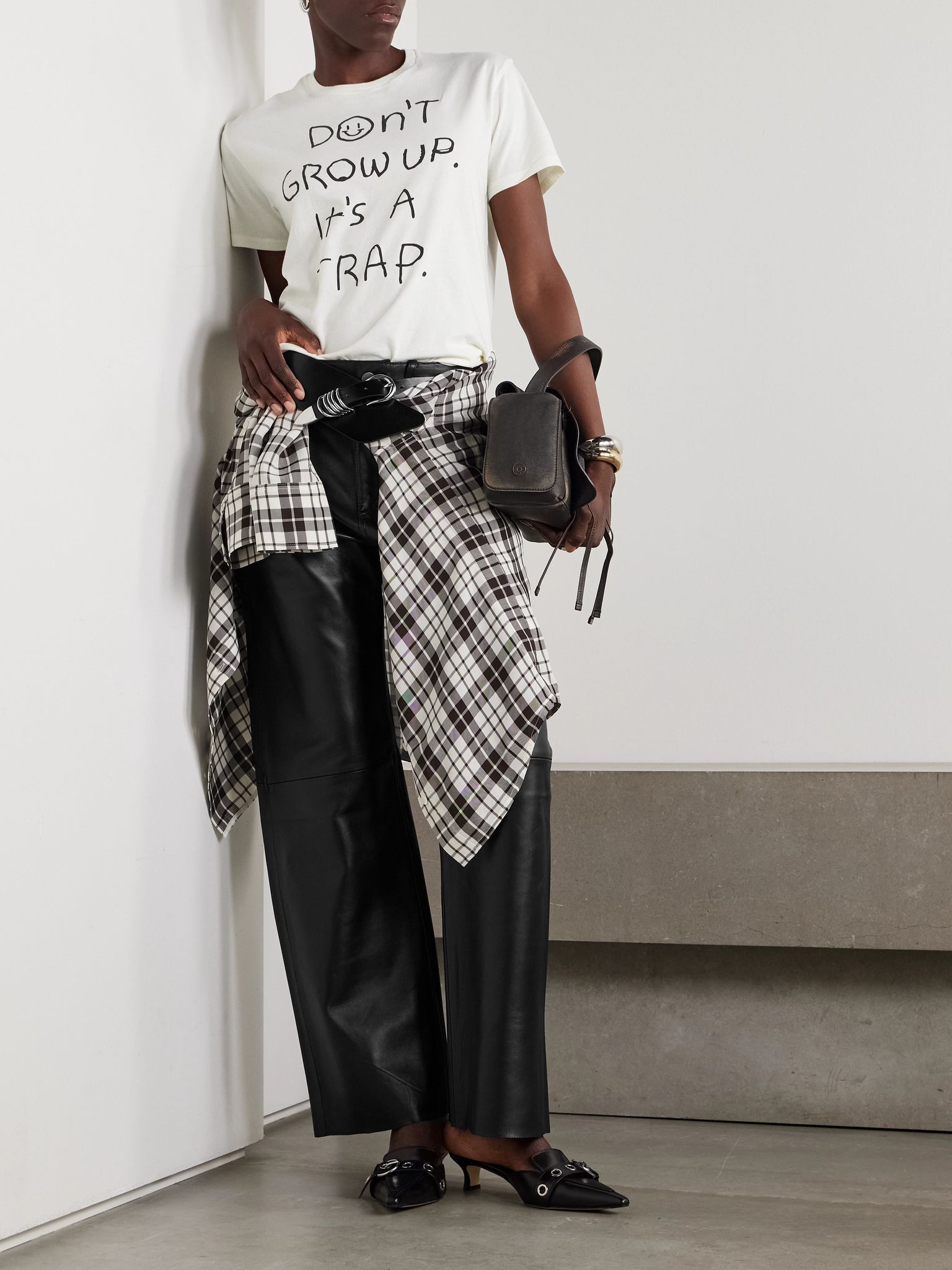 Bonnie leather wide-leg pants Black - 2