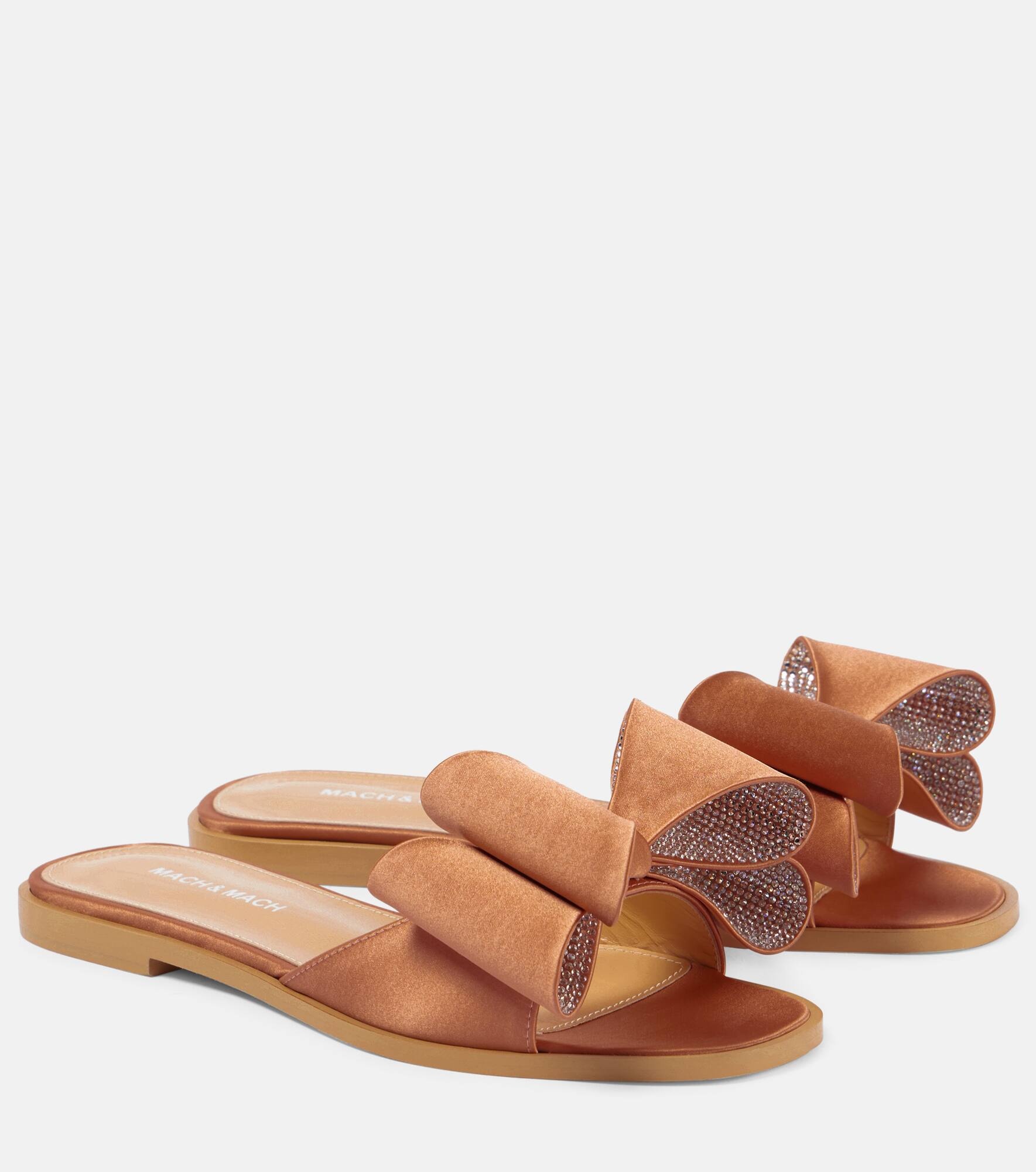 Le Cadeau Double Bow satin slides - 1