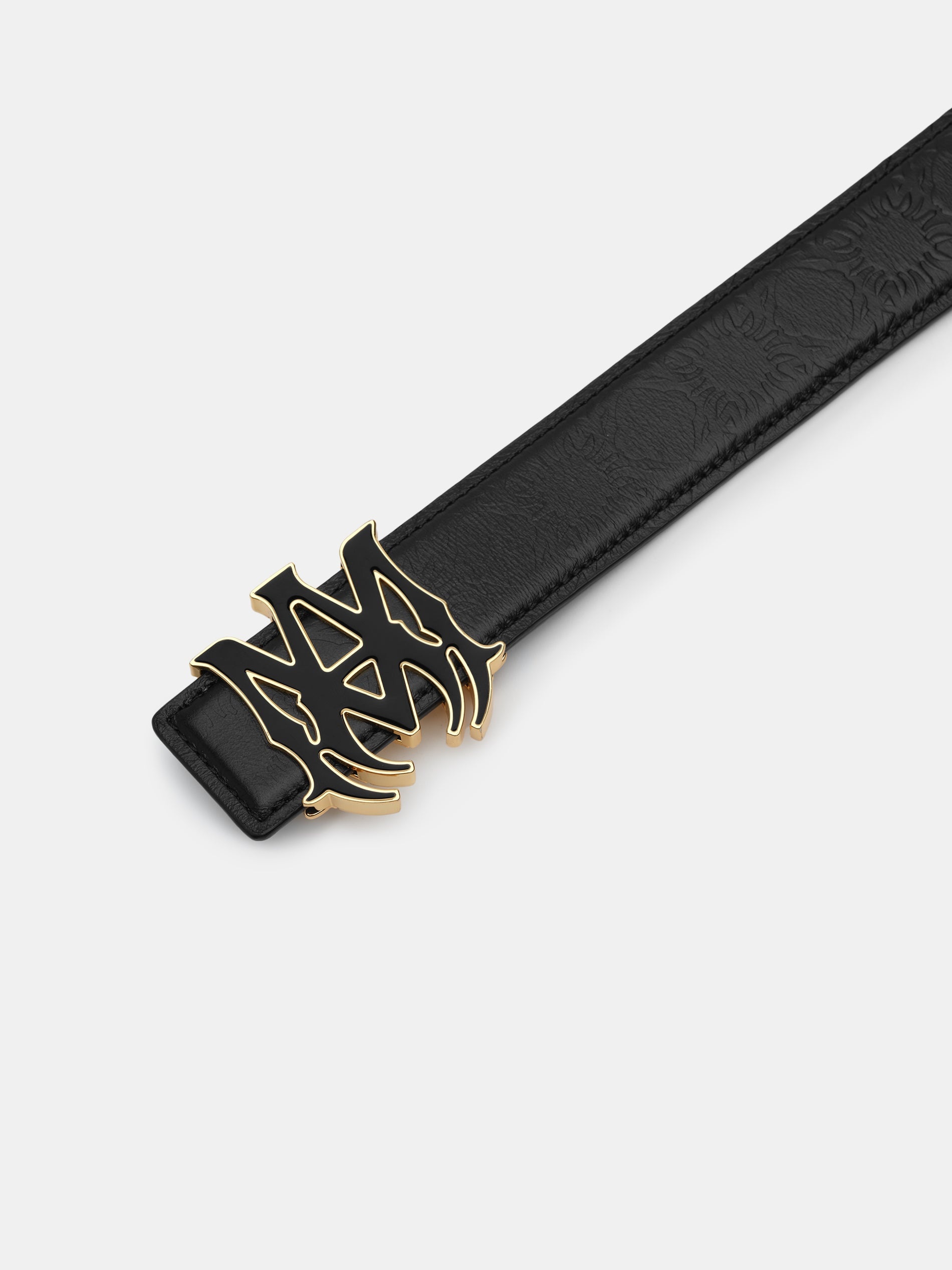 【関税込み】AMIRI ブラック MA Quad 4CM Enamel ベルト AMIRI: Black MA Quad 4CM Enamel Belt | SSENSE