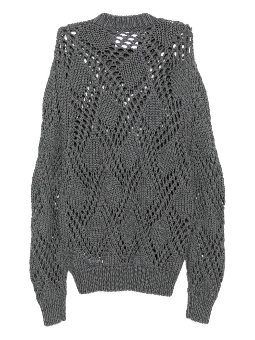 lace-trimmed wool jumper - 2