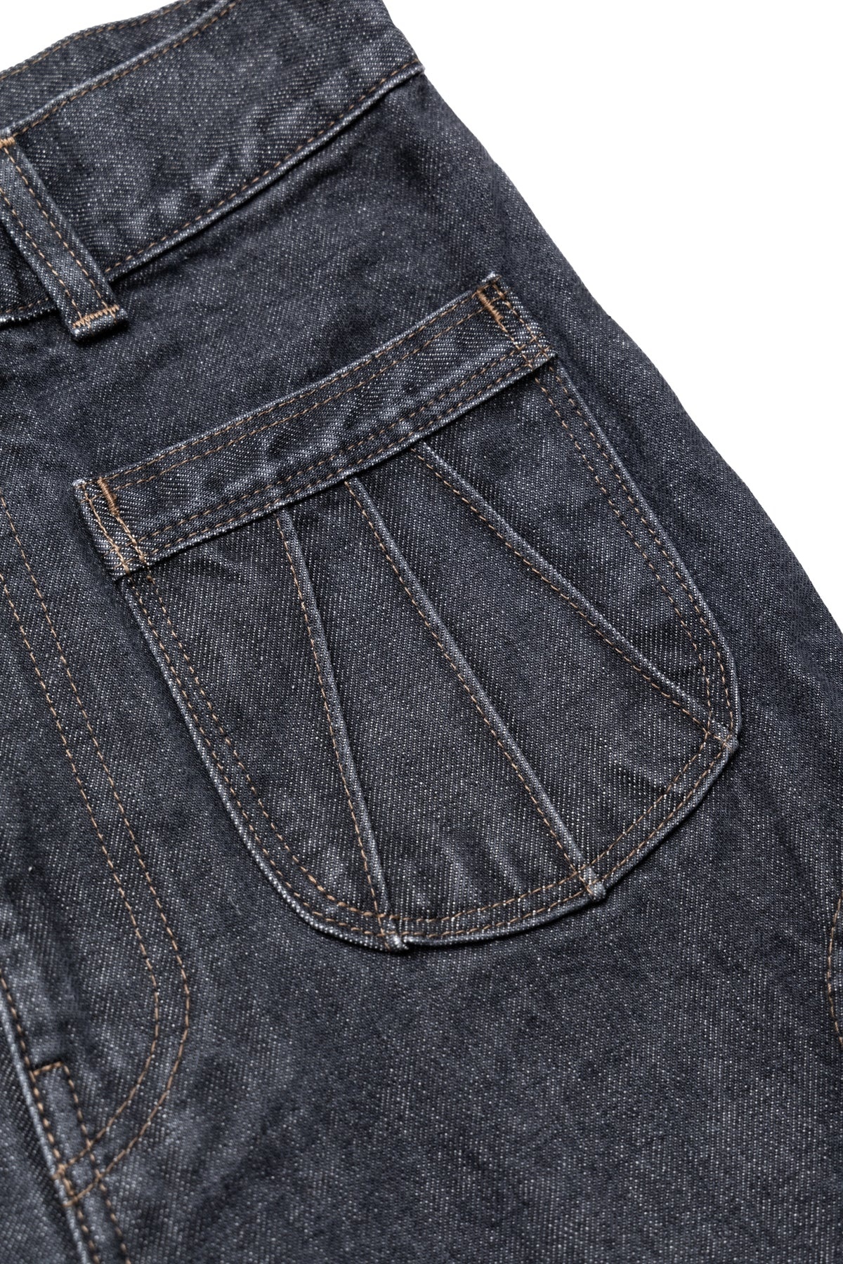 14oz Black Denim FREE WHEEL Flare Pants - 8