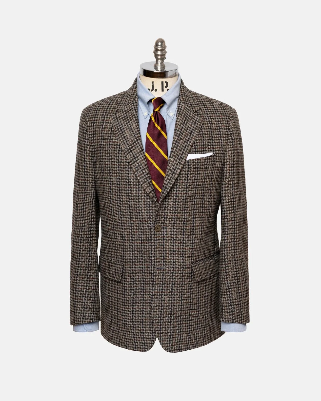 MADE-IN-CANADA GREY, BLUE & BROWN DISTRICT CHECK SPORT COAT - 1