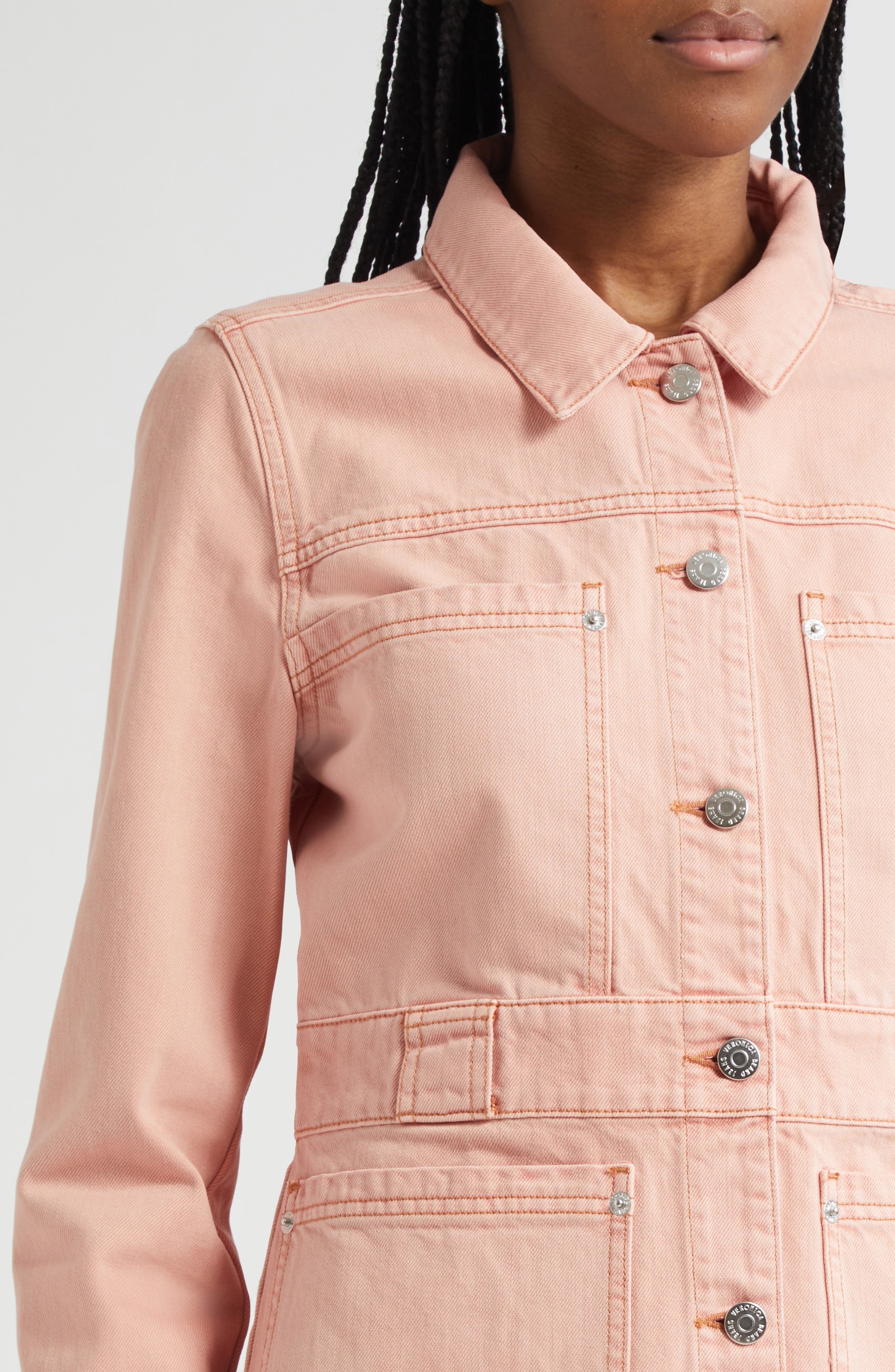 Veronica Beard Marvin Denim Jacket in Pink Blossom at Nordstrom - 5