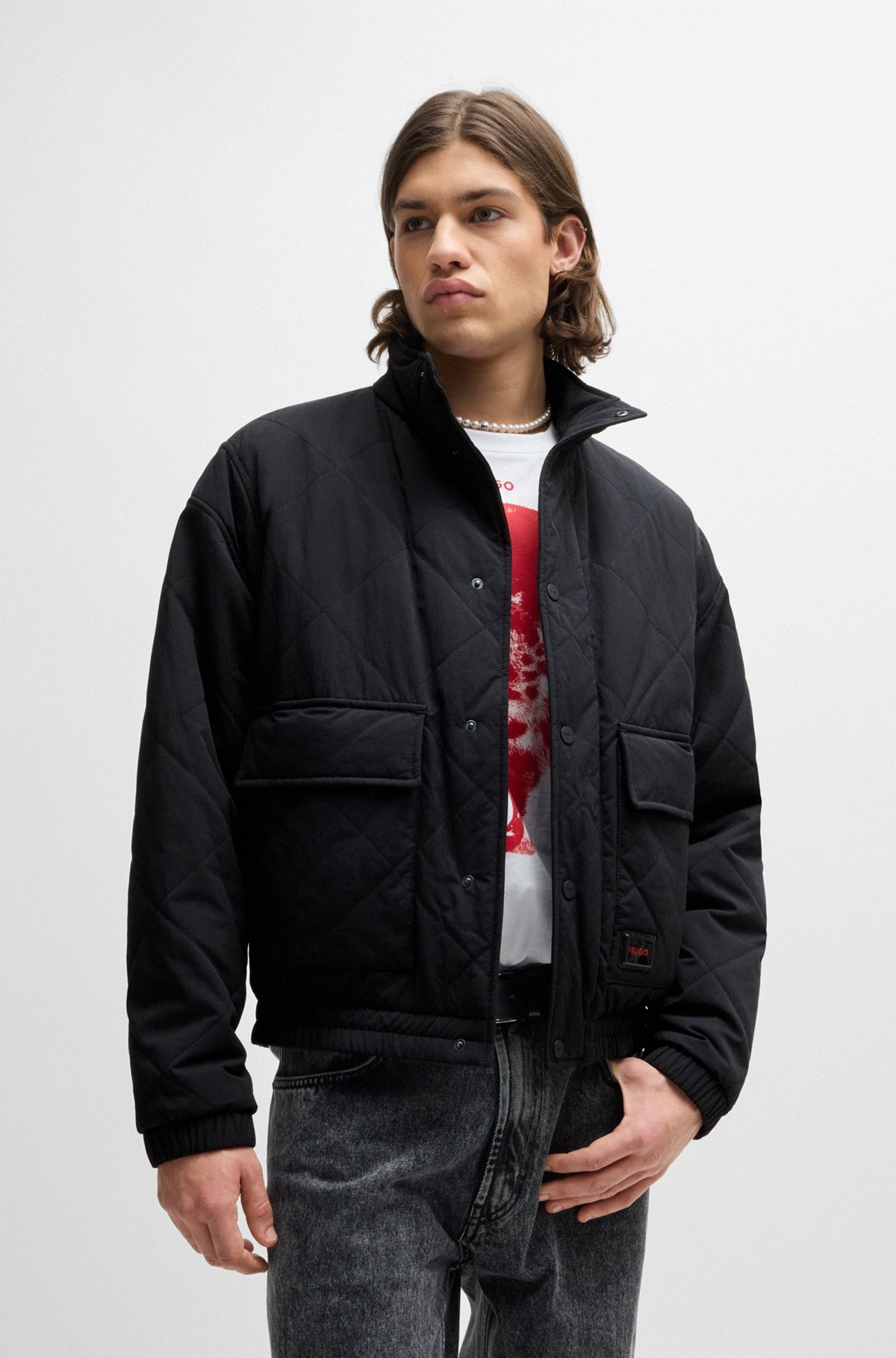 WATER-REPELLENT BOMBER JACKET WITH LOGO LABEL - 2