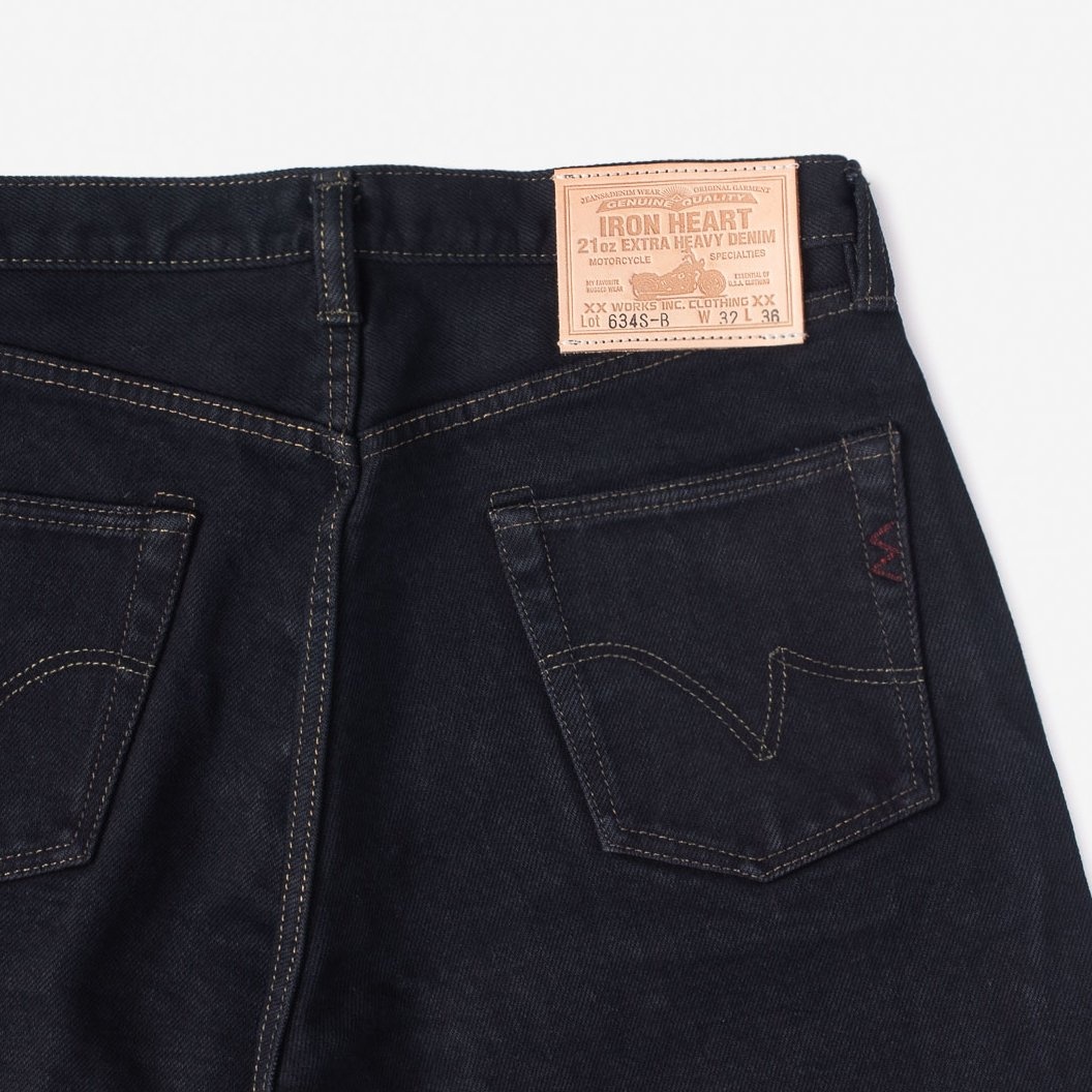 IH-634S-B 21oz Selvedge Denim Straight Cut Jeans - Indigo Overdyed Black - 7