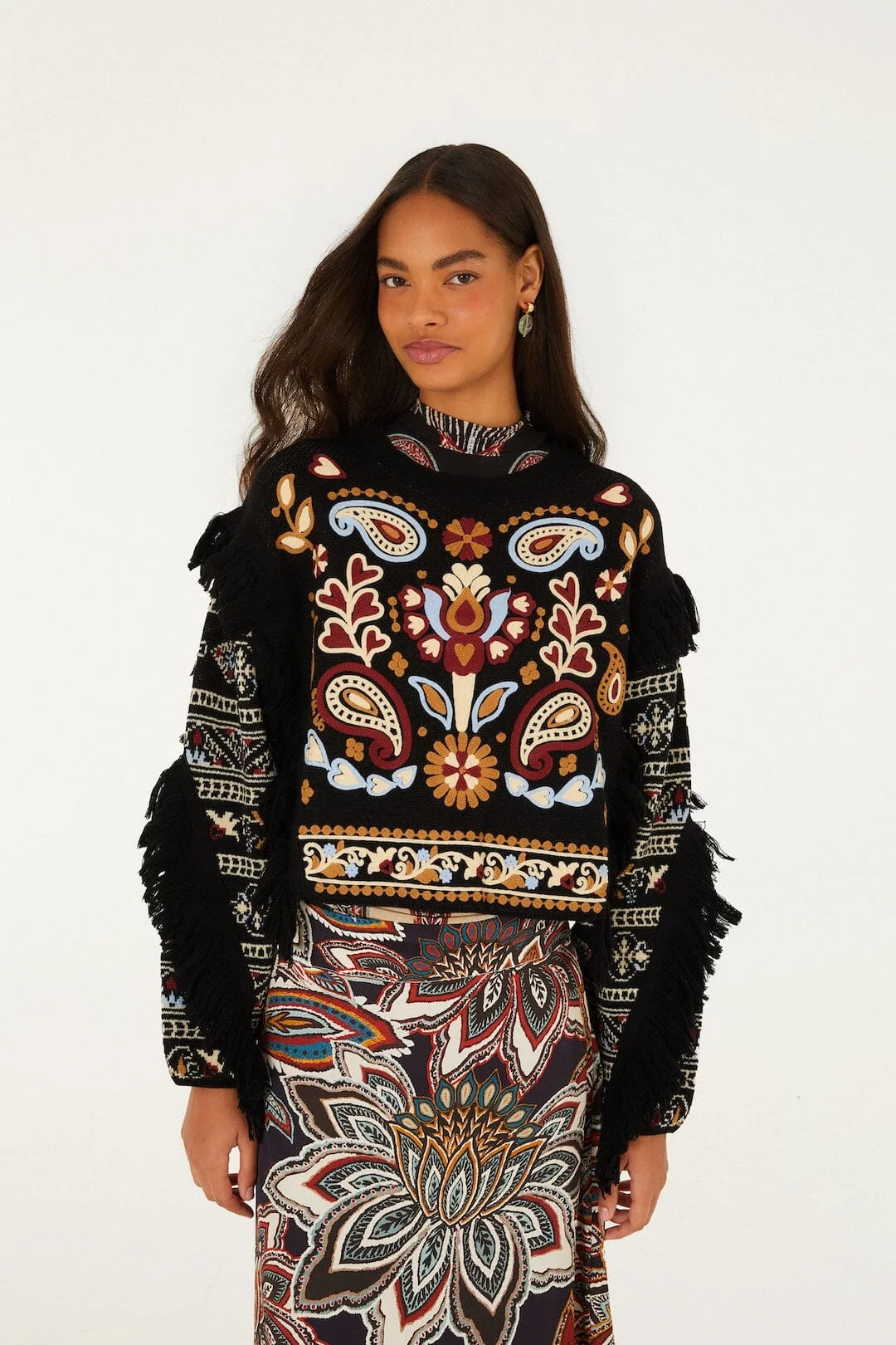 Love Paisley Cornelli Fringe Knit Sweater - 1