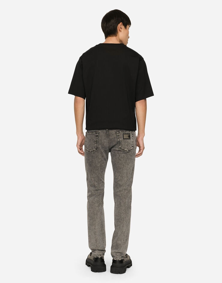 Light gray wash slim-fit stretch jeans - 3