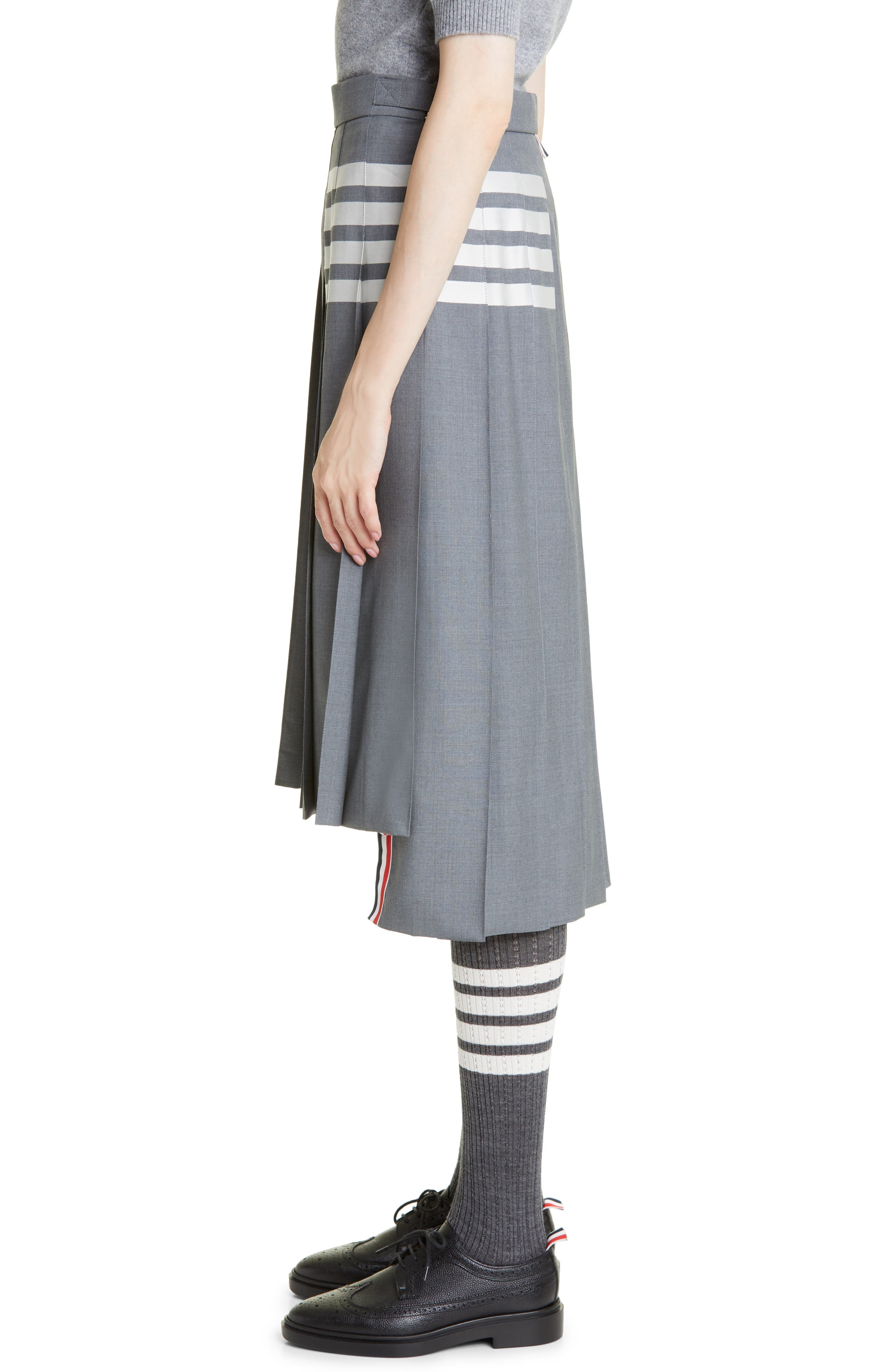 Drop Back Pleated Wool Skirt - 3