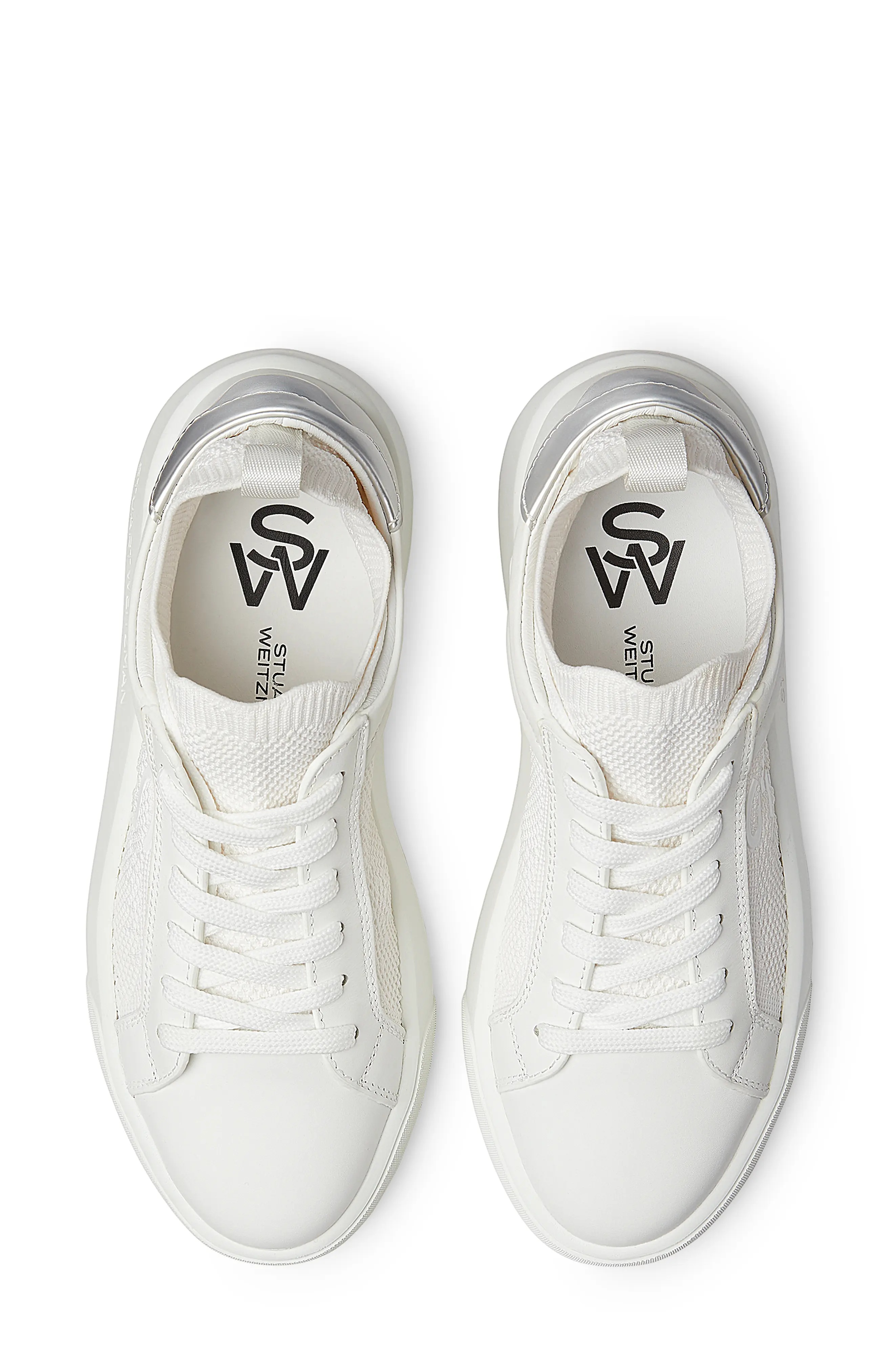 5050 Pro Sneaker in White/Silver Leather - 4