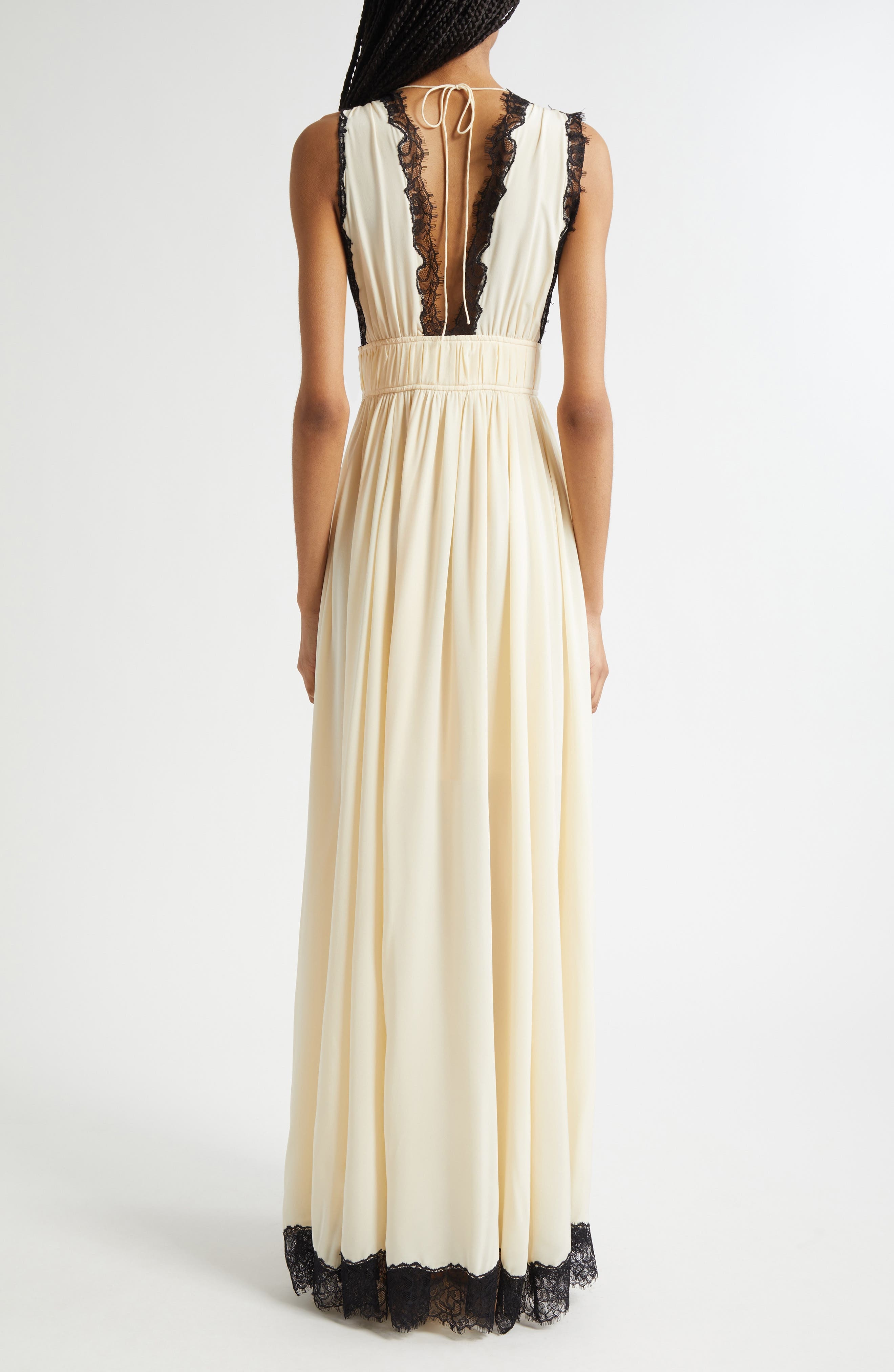 Ulla Johnson Maguerite Lace Trim Silk Gown in Creme at Nordstrom - 2