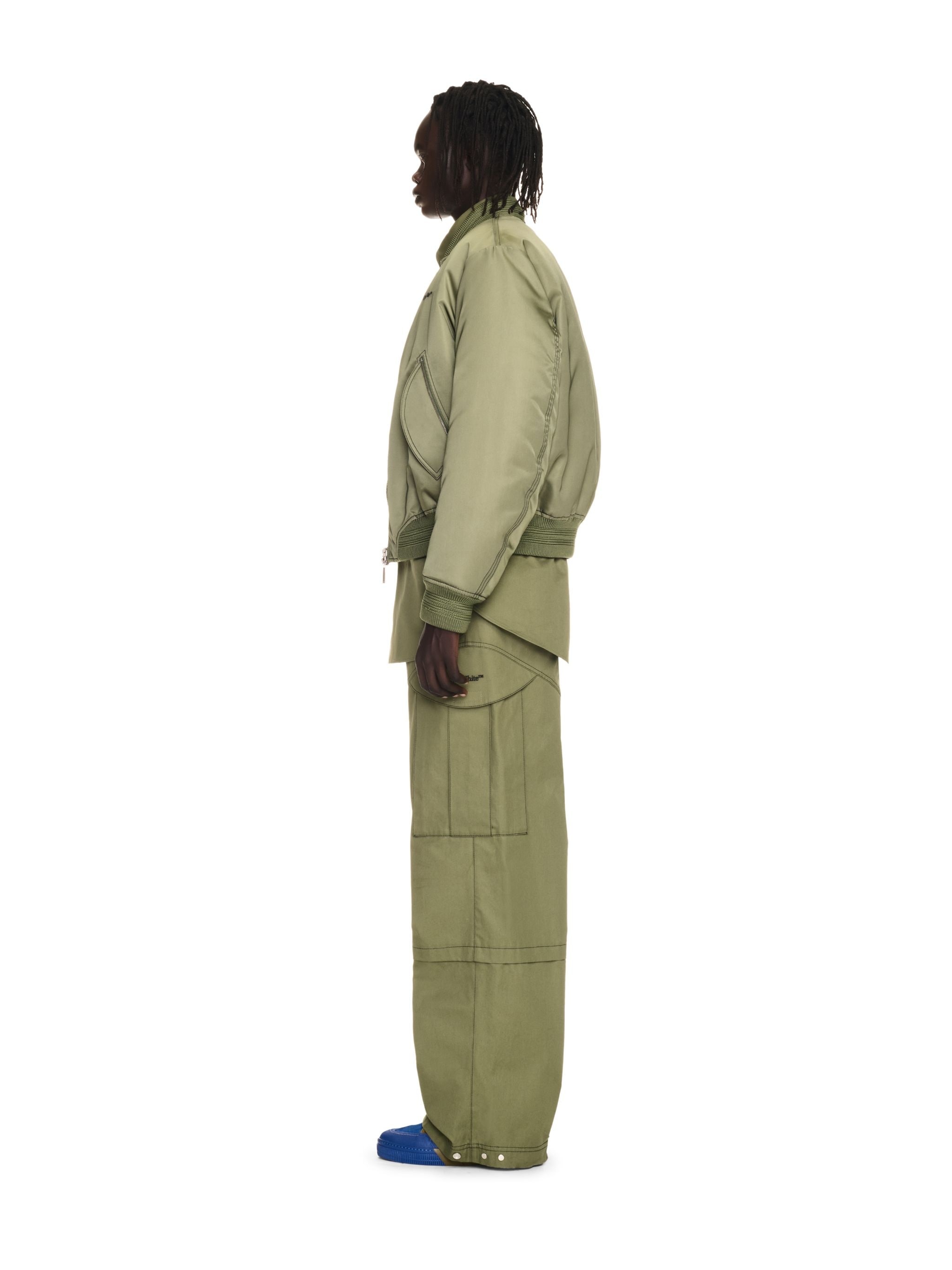 Military Green Nylon Bomber - 3
