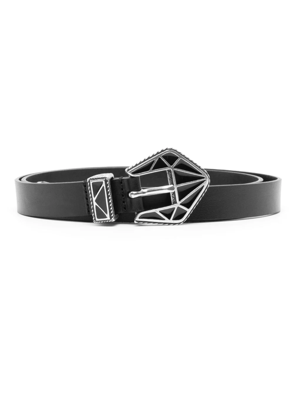 Coraline geometric-buckle leather belt - 1