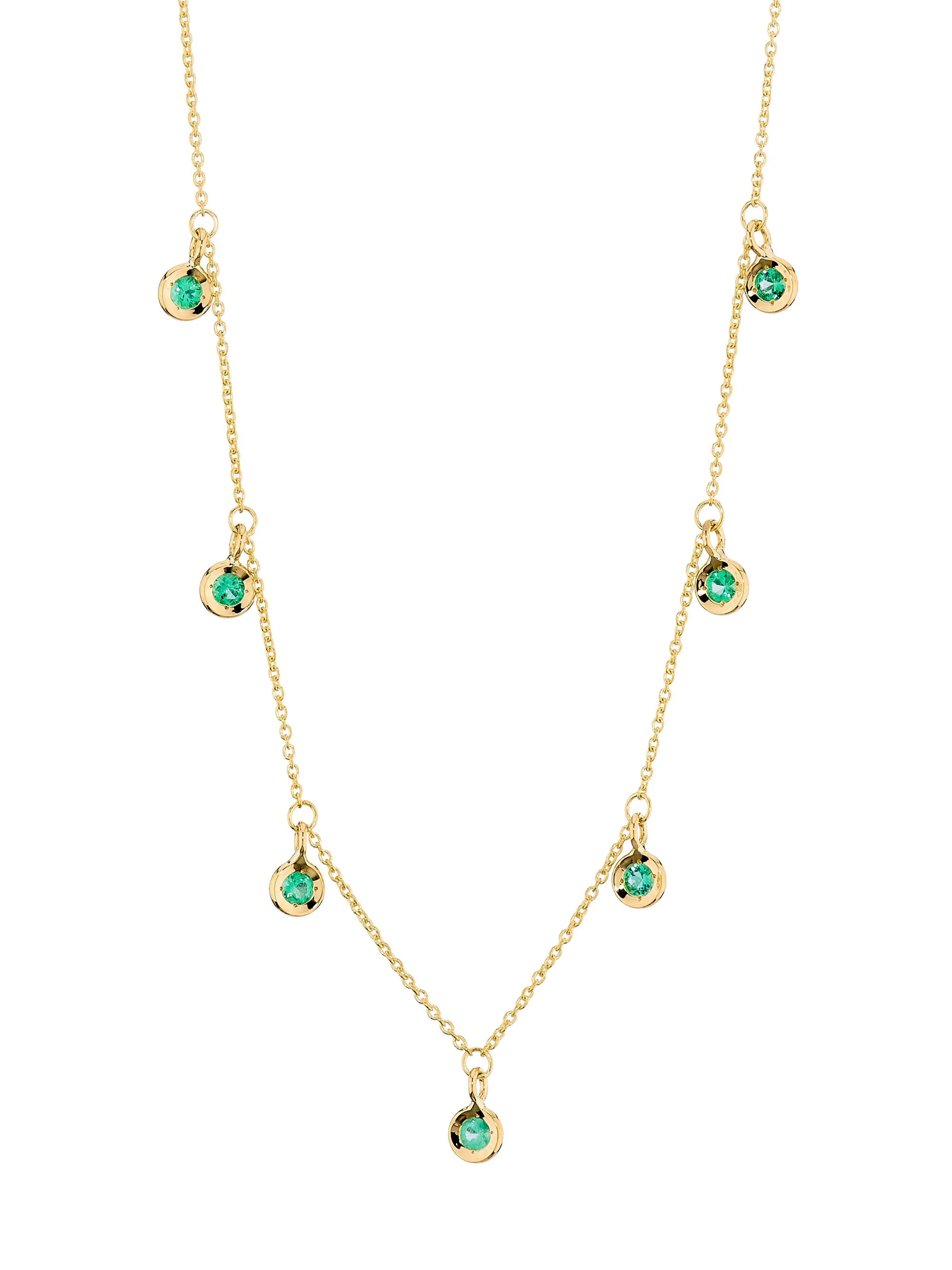Women's 18K Yellow Gold & Emerald Station Necklace - Emerald - 1