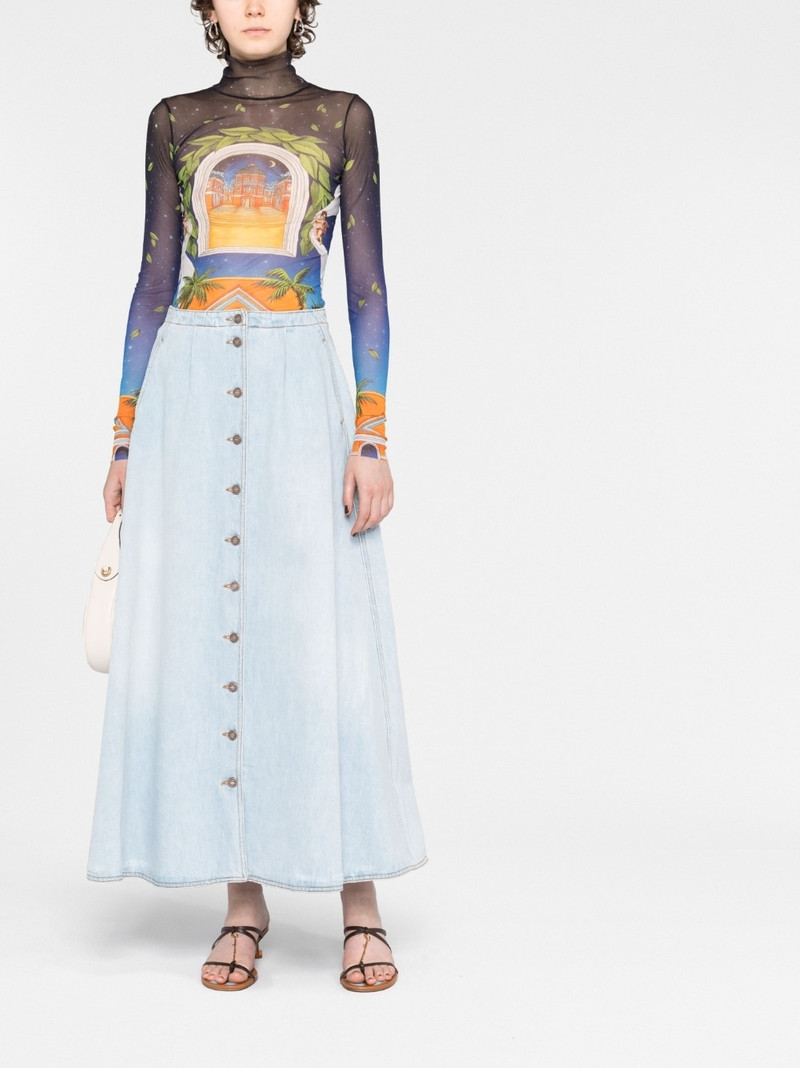 CASABLANCA Avenida sheer long-sleeve T-shirt outlook