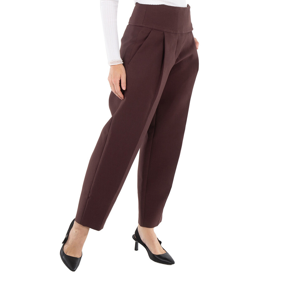 Jil Sander Ladies Plum Cropped Tapered Trousers, Brand Size 34 (US Size 2) - 5