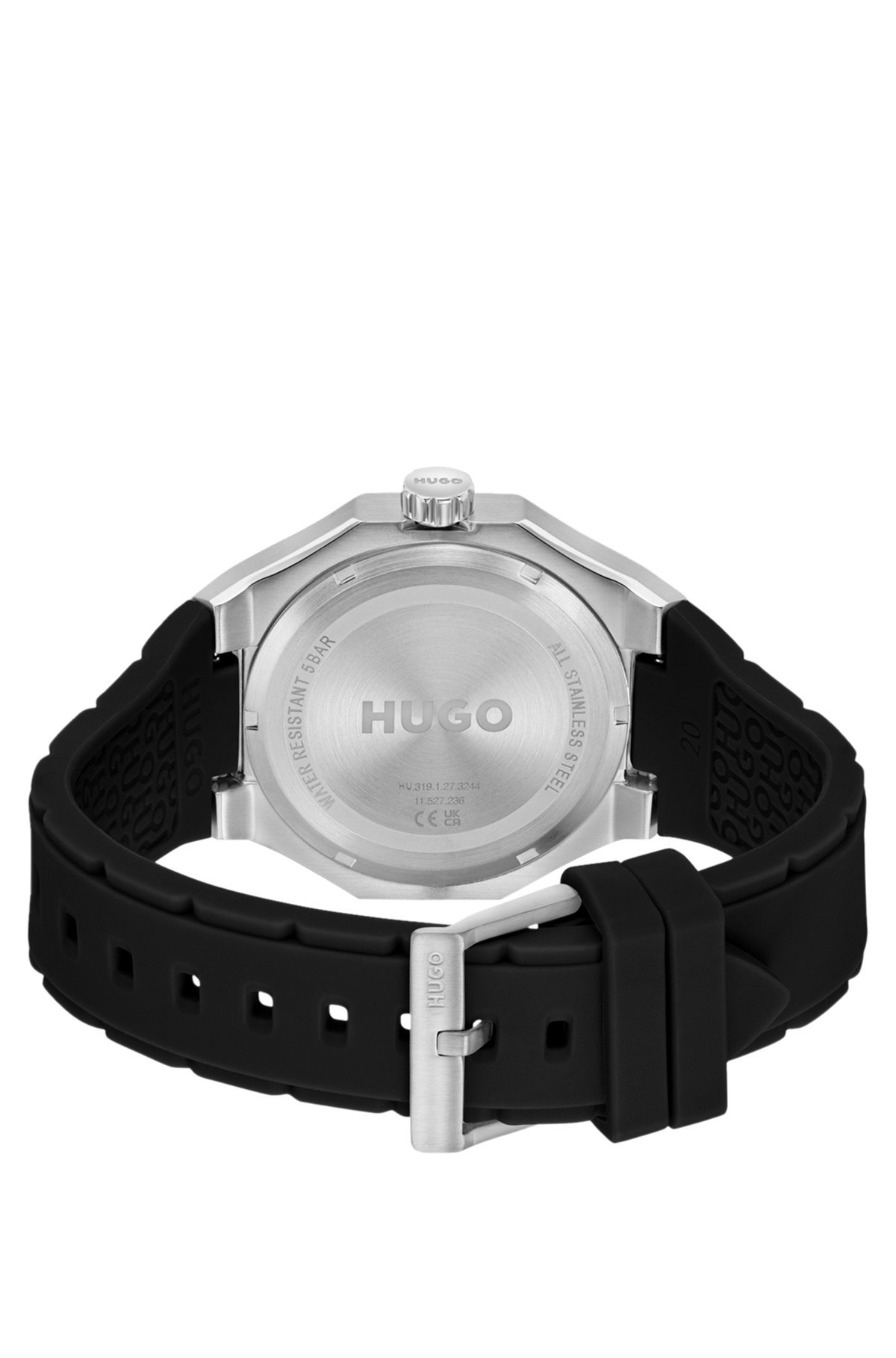 SILVER-TONE WATCH WITH SILICONE LOGO STRAP - 3