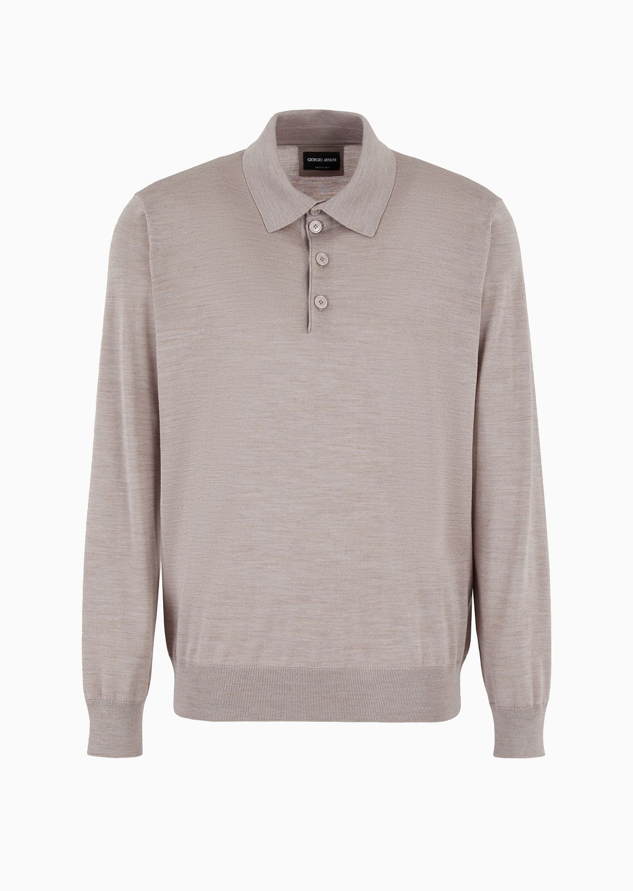 Long-sleeved polo shirt in virgin wool - 1