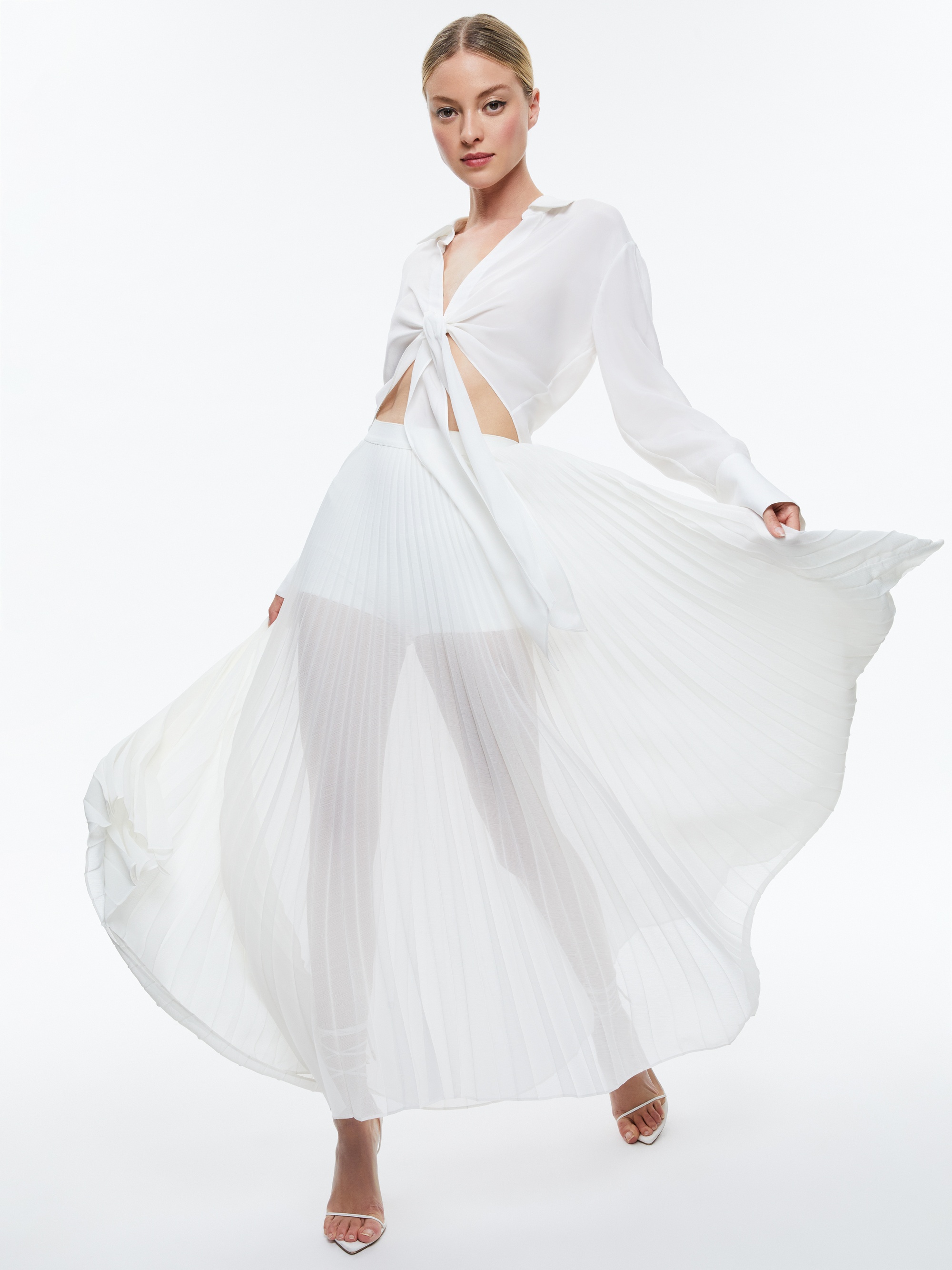上品!【Alice+Olivia】KATZ レース プリーツ マキシ丈 スカート ALICE+OLIVIA アリスアンドオリビア プリーツスカート KATZ