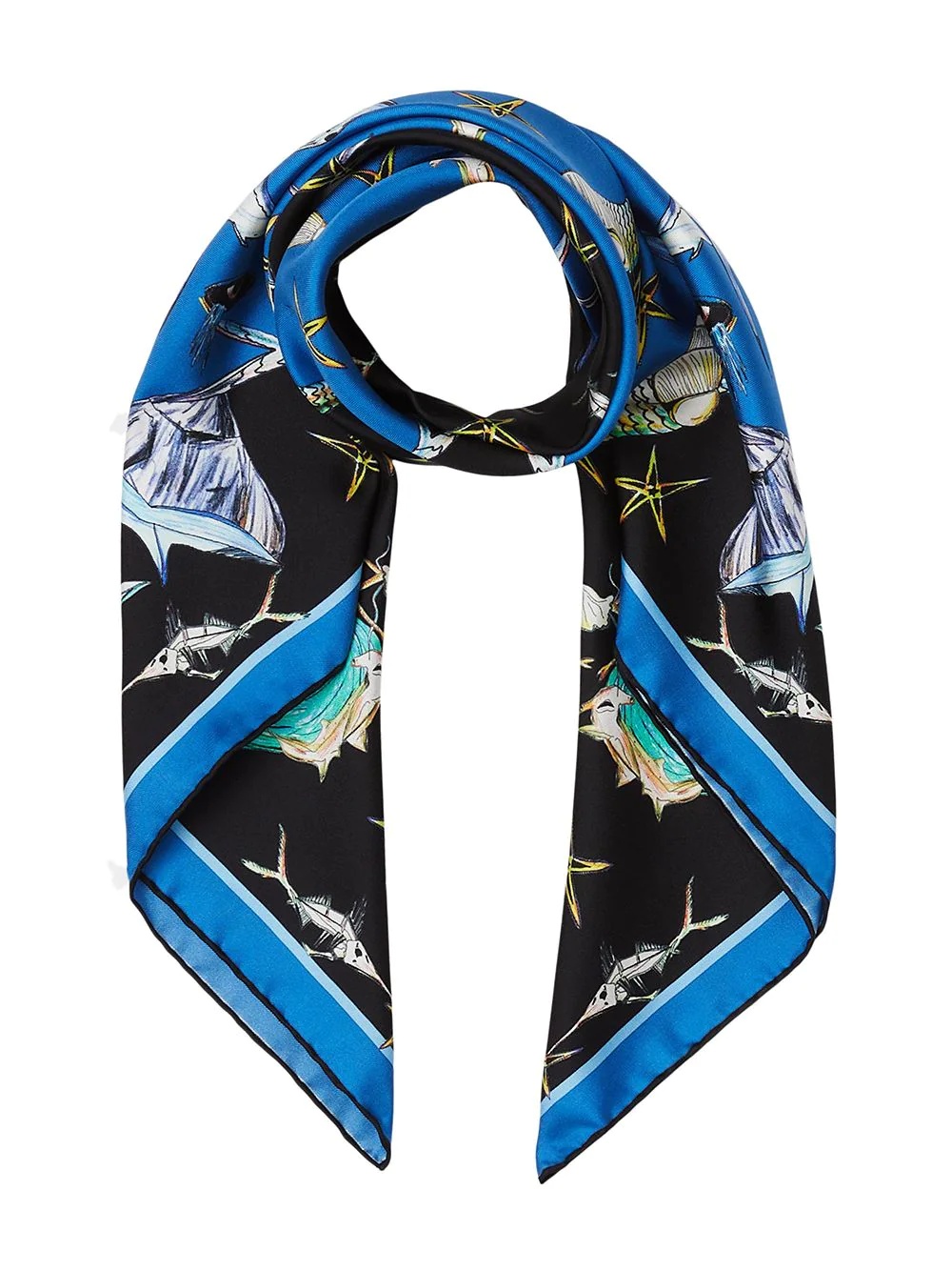 sea life-print silk scarf - 4