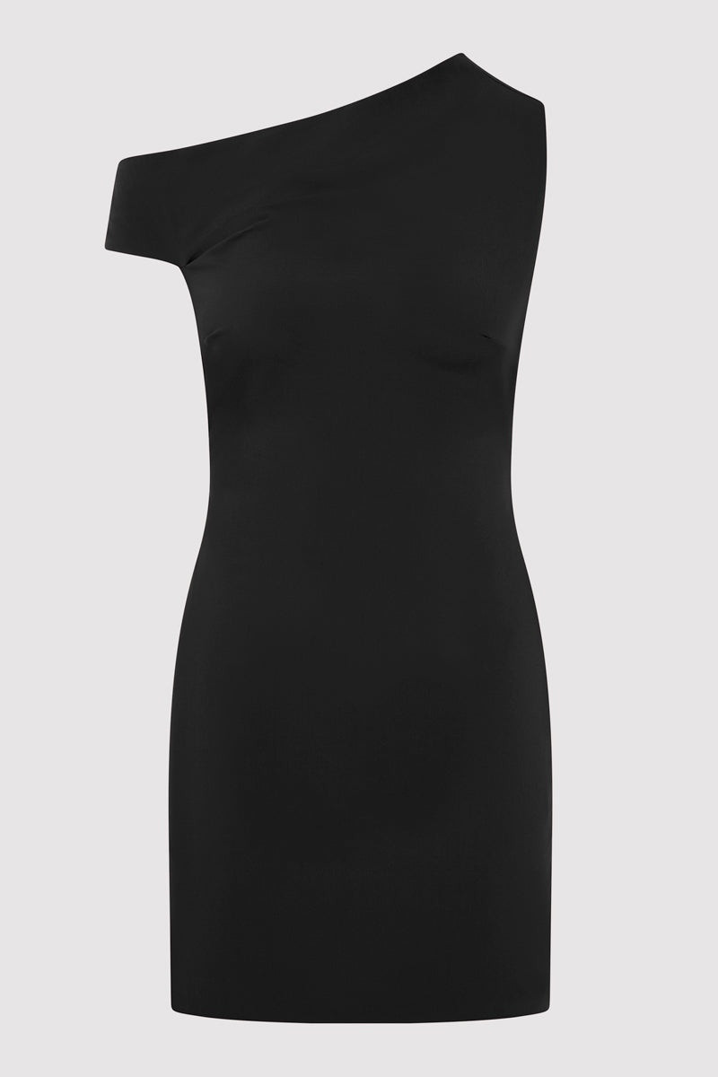 Soft Sculptural Mini Dress - Black - 1