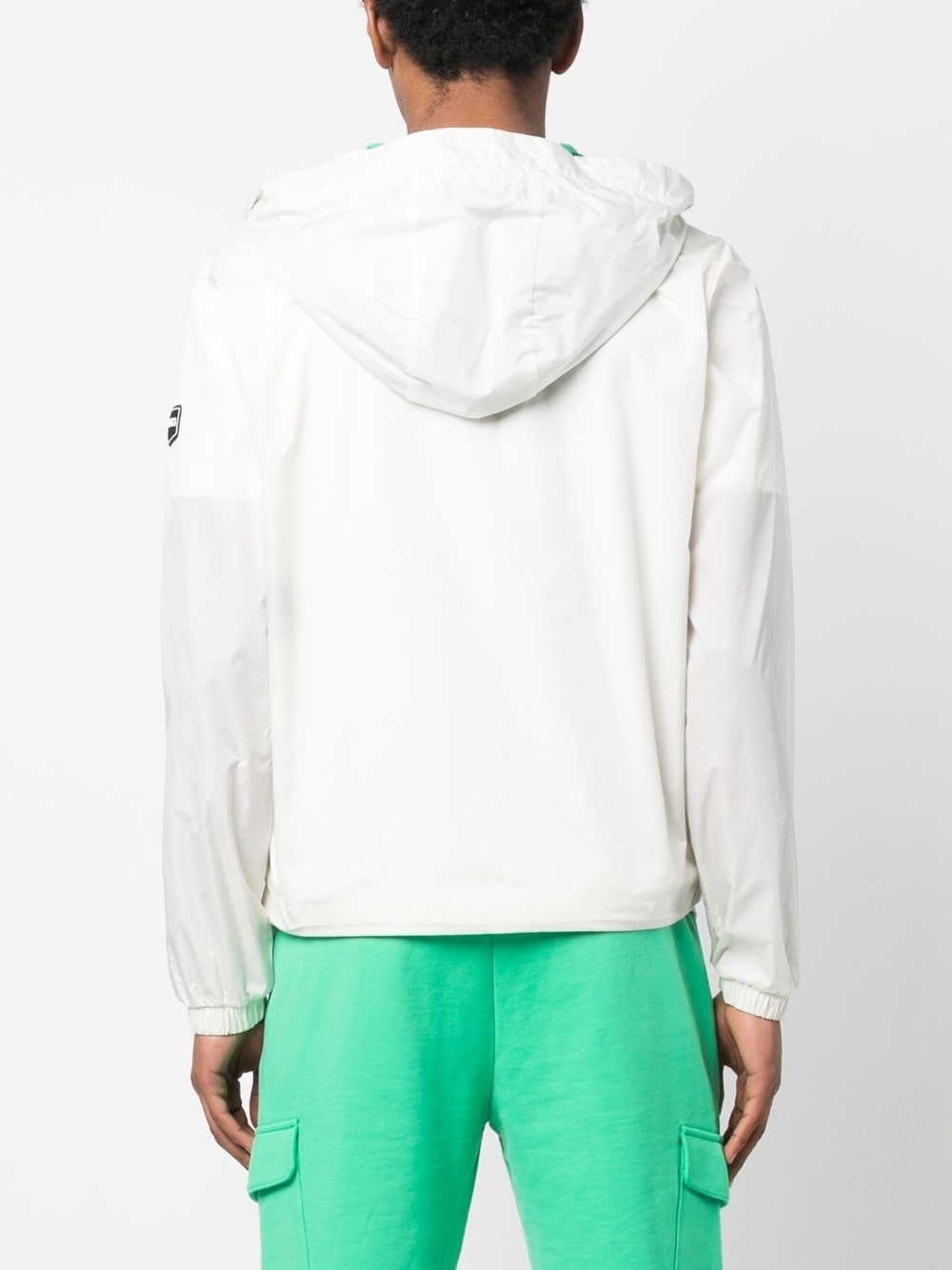 logo-patch zip-up hooded jacket - 4