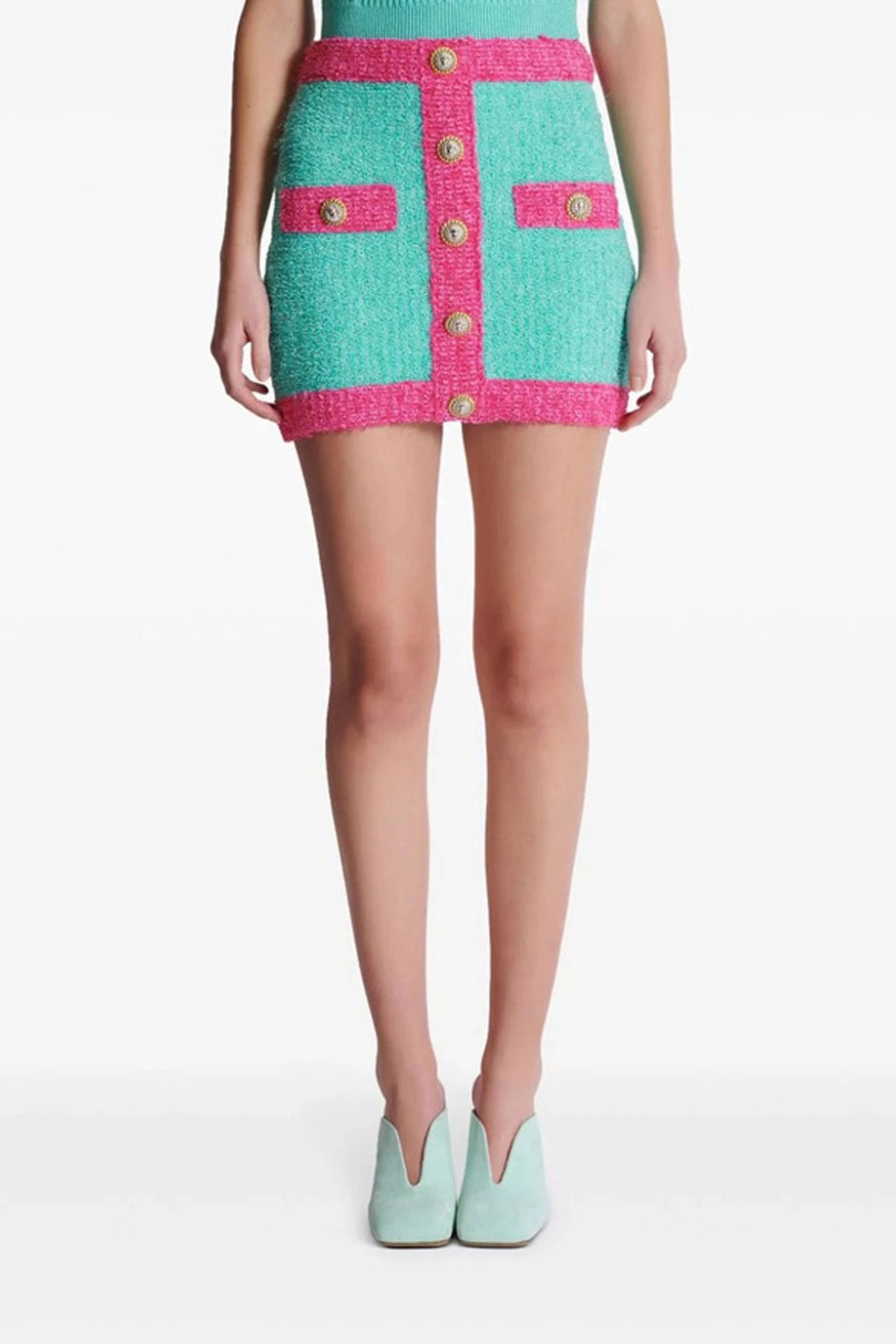 'Leone' button two-tone skirt - 2