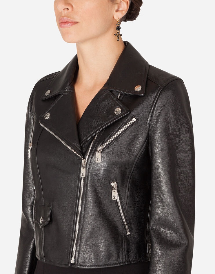 Leather biker jacket - 3