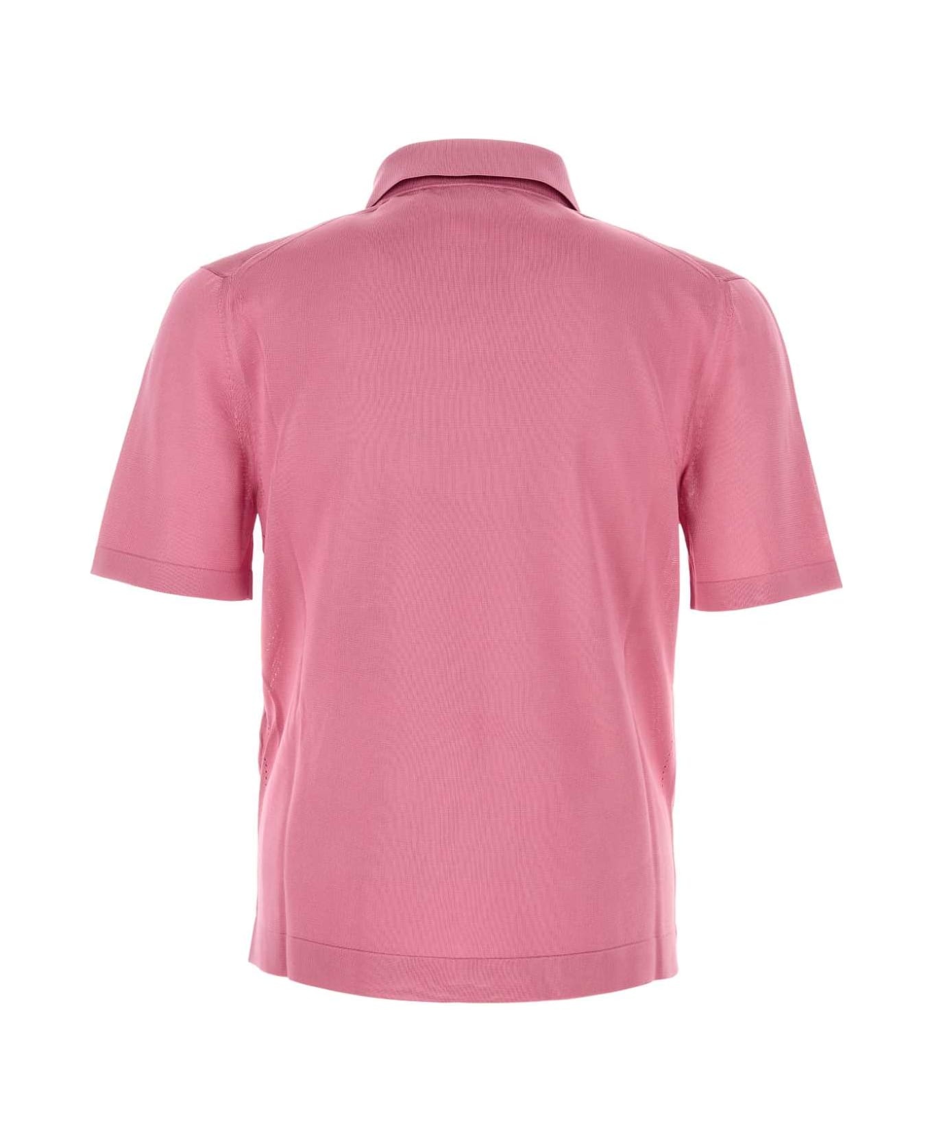 Pink Silk Polo Shirt - 2