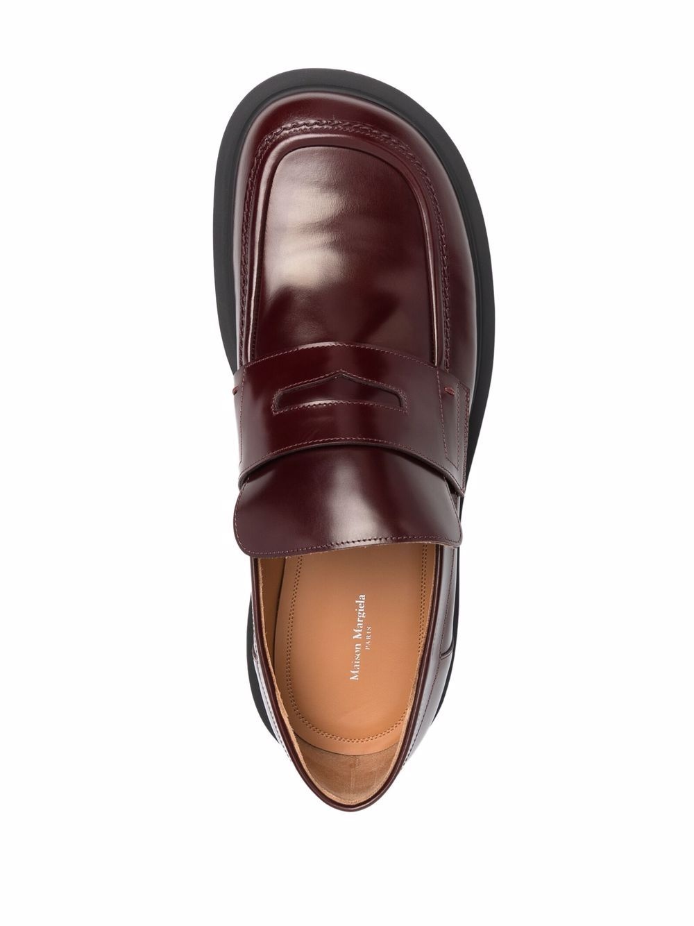 polished-finish ridged-sole loafers - 4