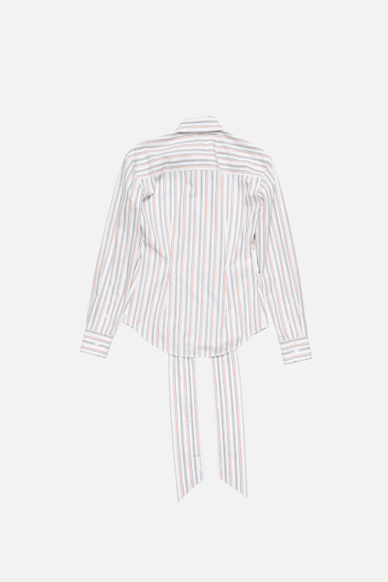 Striped blouse with scarf - Orange/grey 6