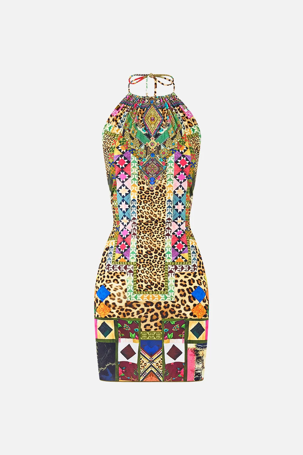 HALTER BEACH MINI DRESS W CUT OUT WAIST TRIM - 1