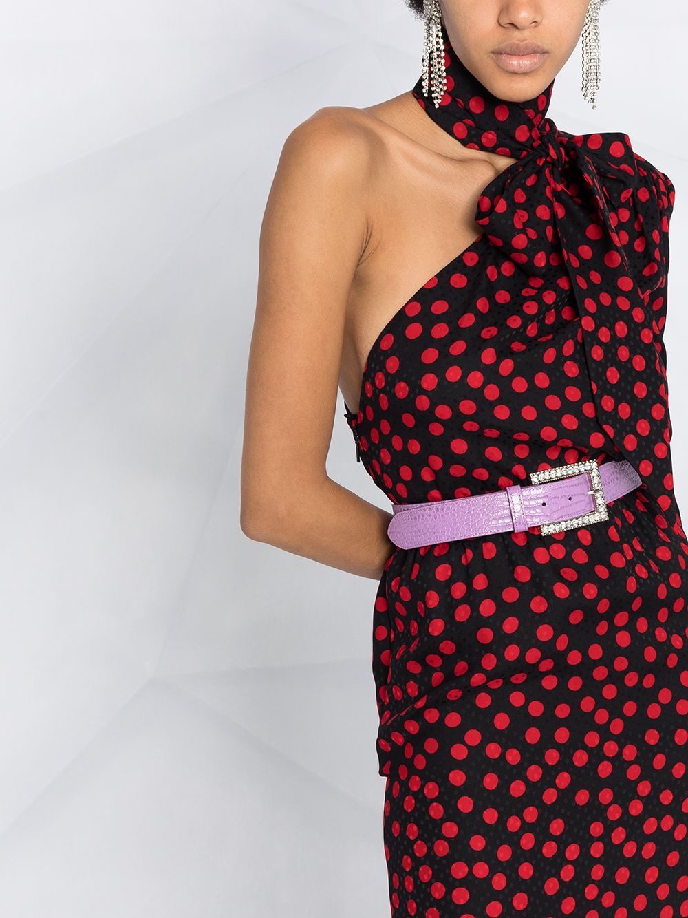 one-sleeve polka dot dress - 5