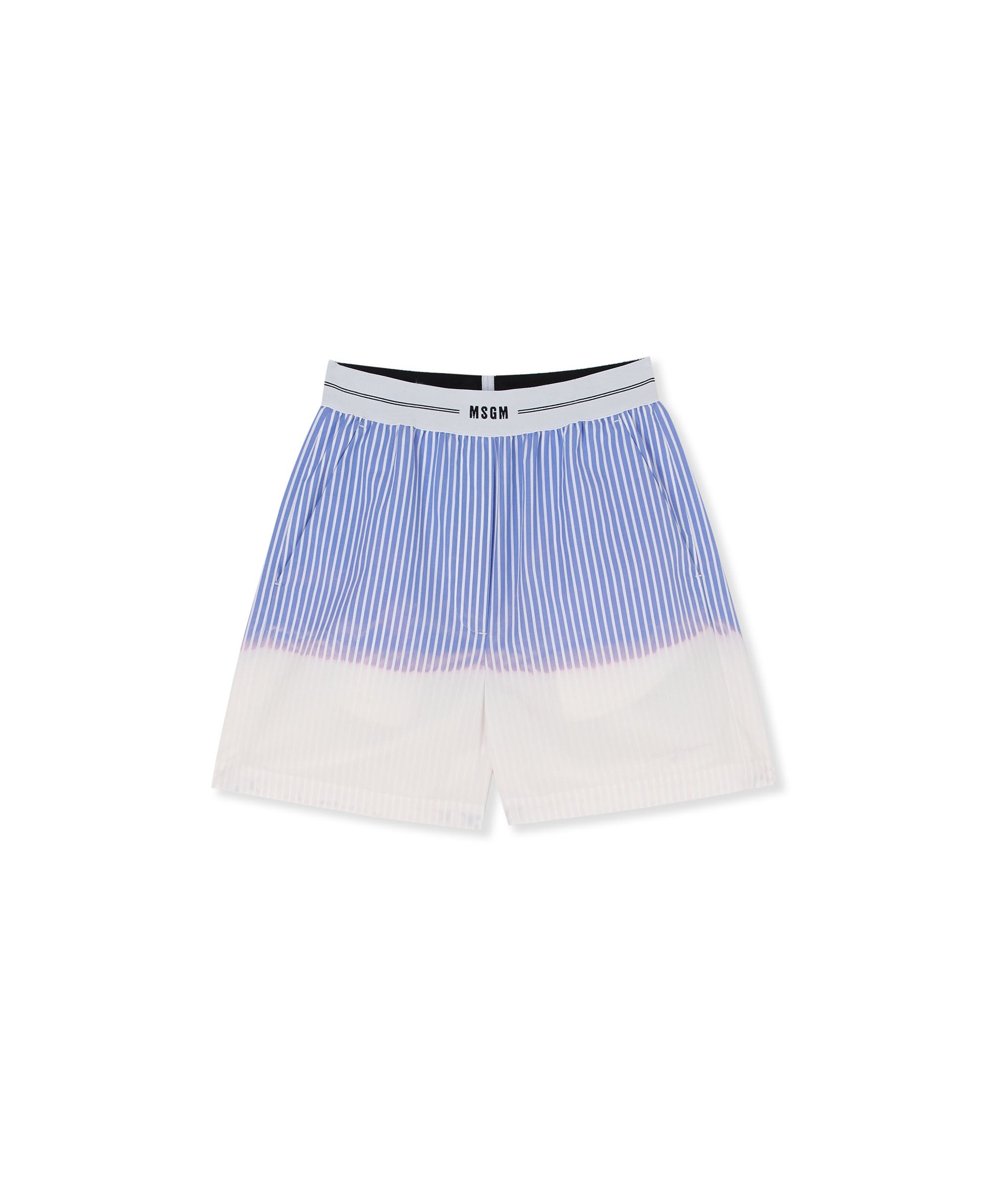 Poplin shorts with waistband logo and faded treatment - 1