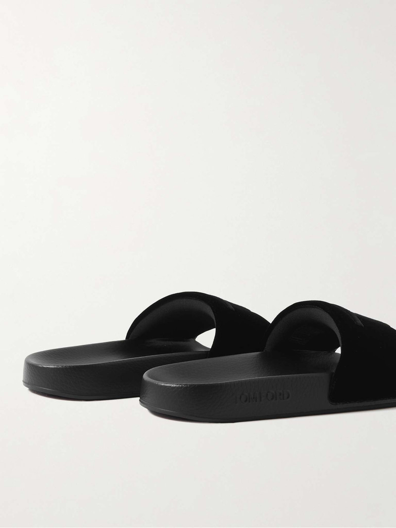 Harris Logo-Embroidered Velvet Slides 5