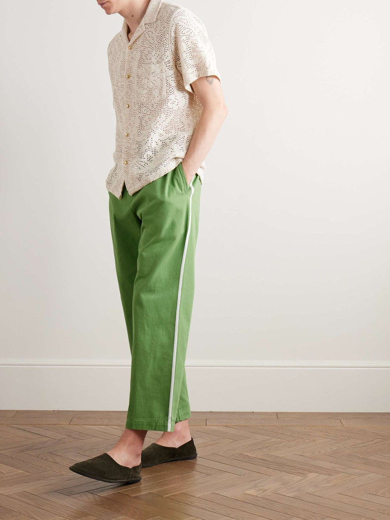 BODE Straight-Leg Striped Cotton-Twill Drawstring Trousers outlook